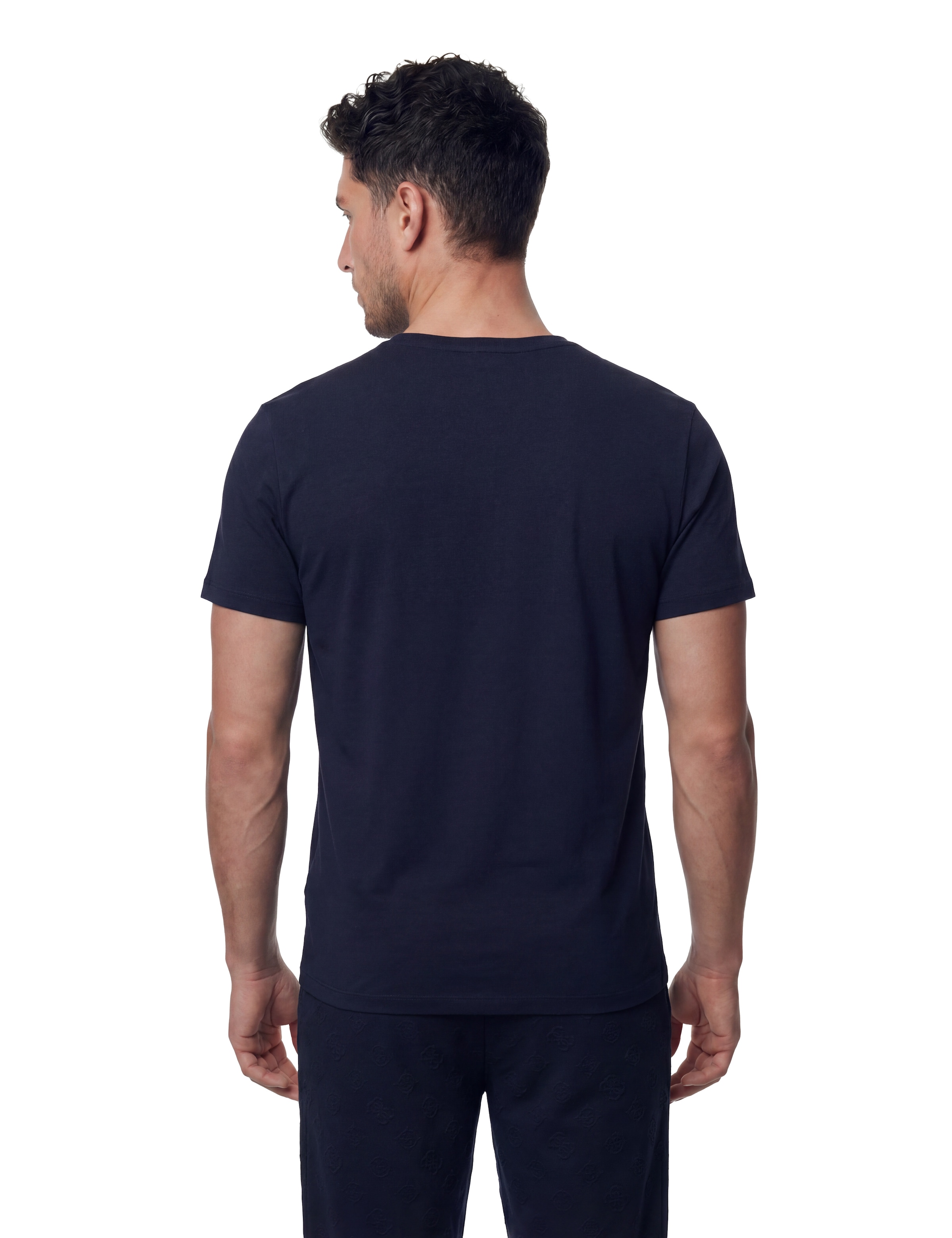 Guess T-Shirt Rundhalsausschnitt, Baumwoll-Mix, Logodruck