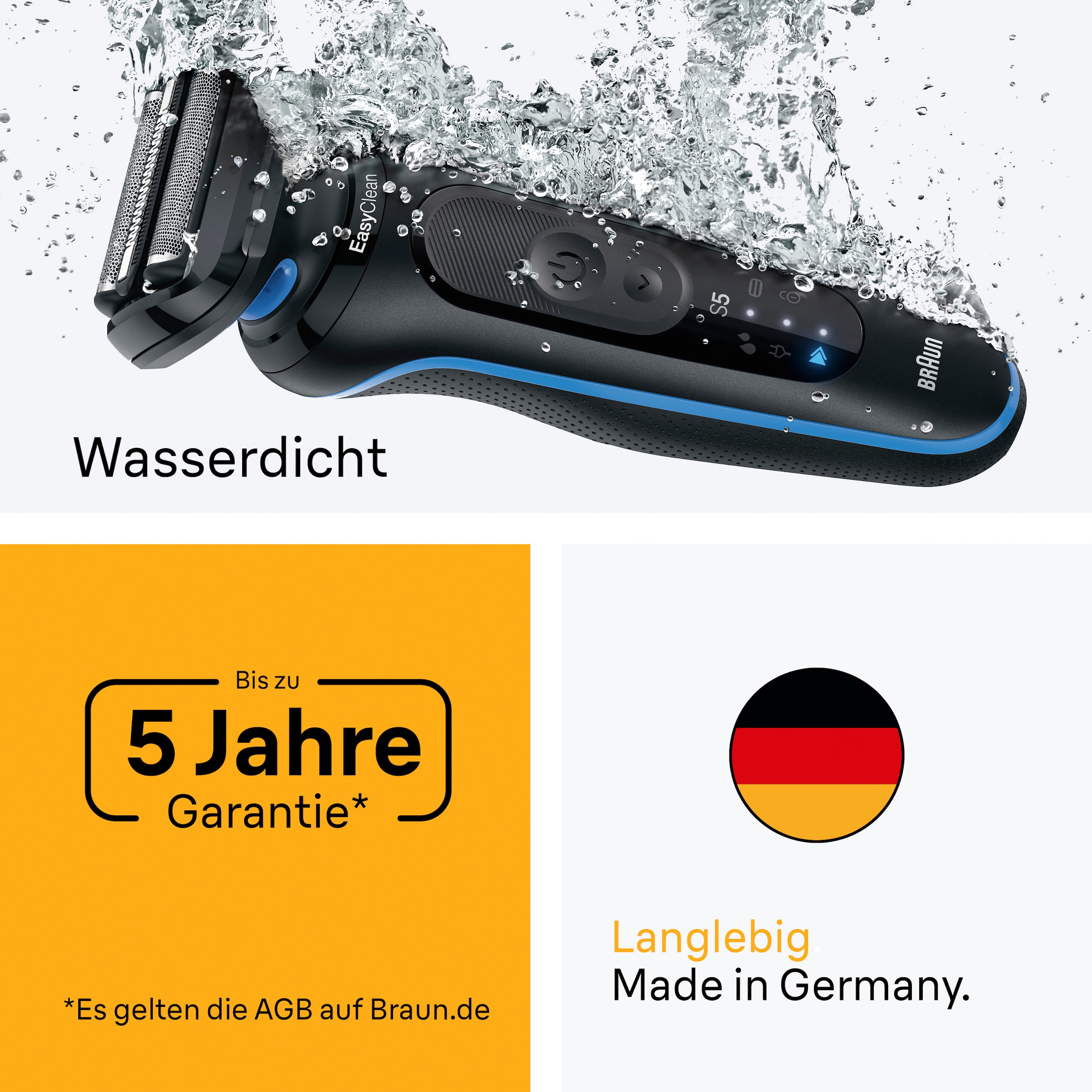 Braun Elektrorasierer »Series 5 52-B1600s«, 1 St. Aufsätze, 100% wasserdicht, Körperpflege-Aufsatz, Bis zu 50 Min, Made in Germany