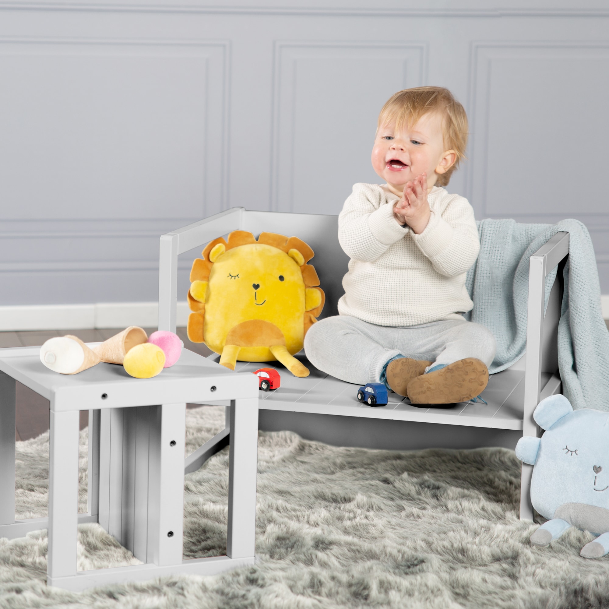 Kinderhocker Tisch verwendbar bei verschiedenen Kinder roba® mit für Sitzhöhen; als 3 auch »grau«,