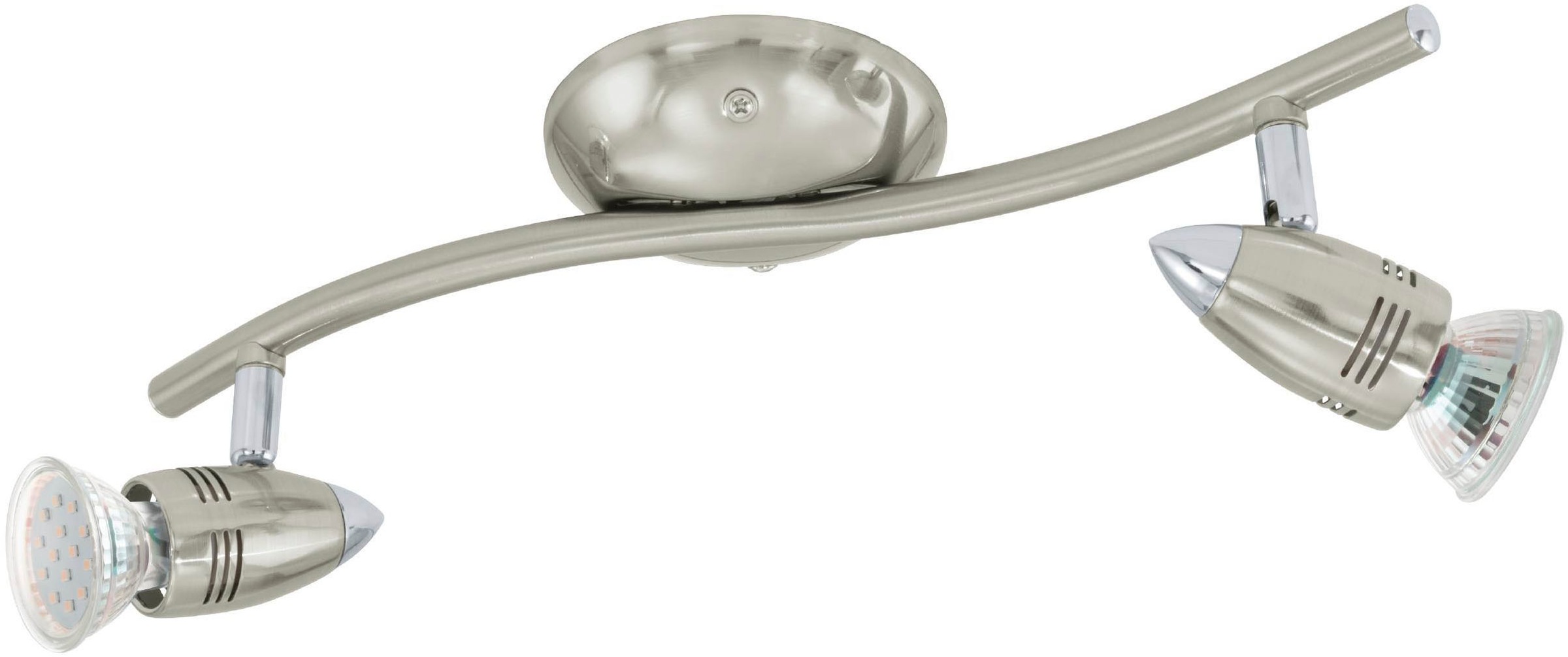 EGLO Deckenleuchte »Magnum-LED Deckenlampe, Deckenstrahler, Wohnzimmerlampe, Metall, GU10« GU10 1 Stk. Warmweiß Spot - L33 x B10,5 cm - nickel-matt, chrom - 2X2,8W inkl.