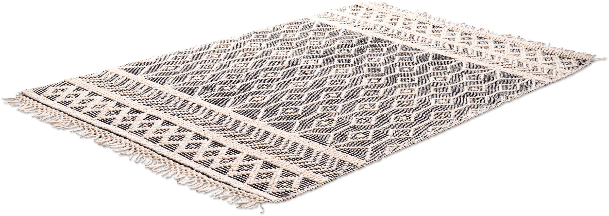 TOM TAILOR HOME Teppich »Colored Macrame« rechteckig 10 mm Höhe Handweb Teppich, reine Wolle, handgewebt, mit Fransen, Scandi Design