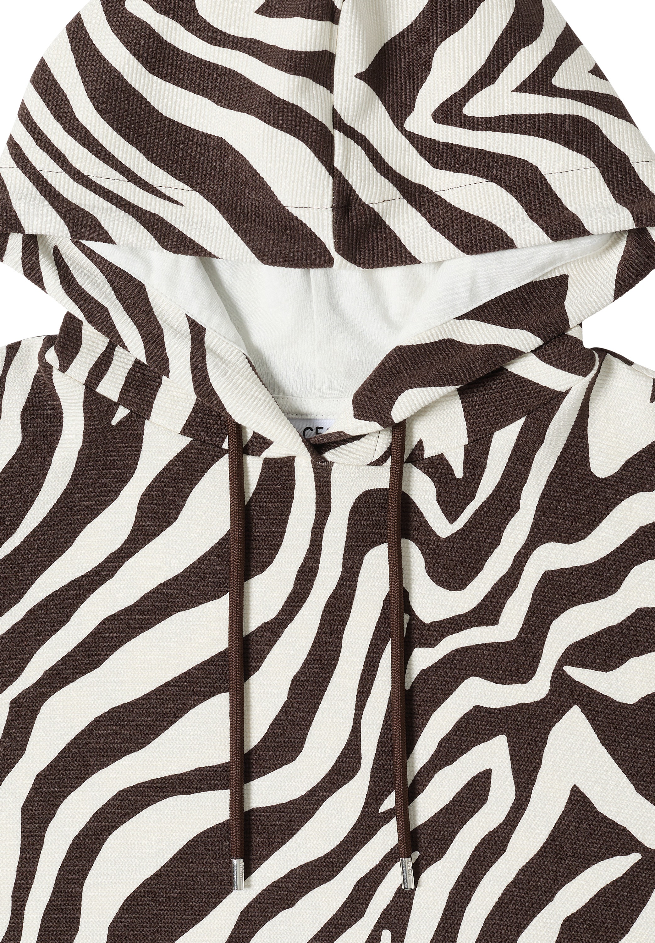 Cecil Kapuzensweatshirt , Kurzarm-Shirt mit Kapuze und Zebraprint
