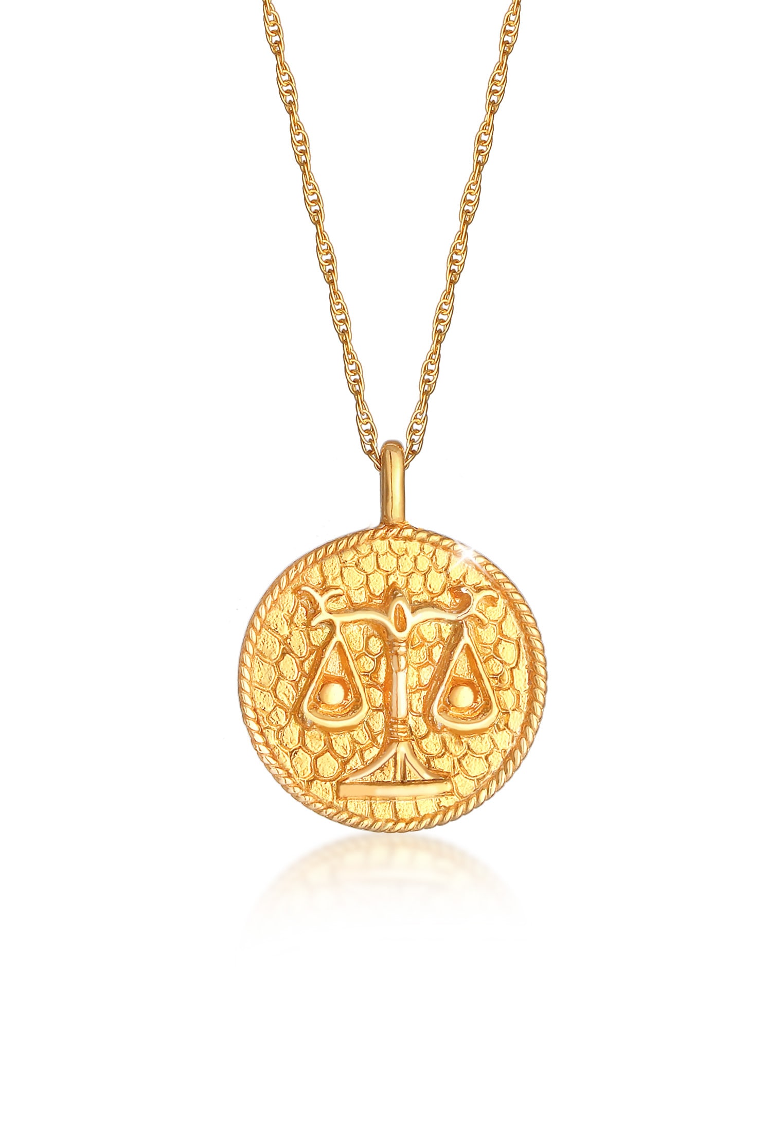 Elli Kette mit Anhänger »Halskette Sternzeichen Waage Astro Münze Antik 925 Silber«