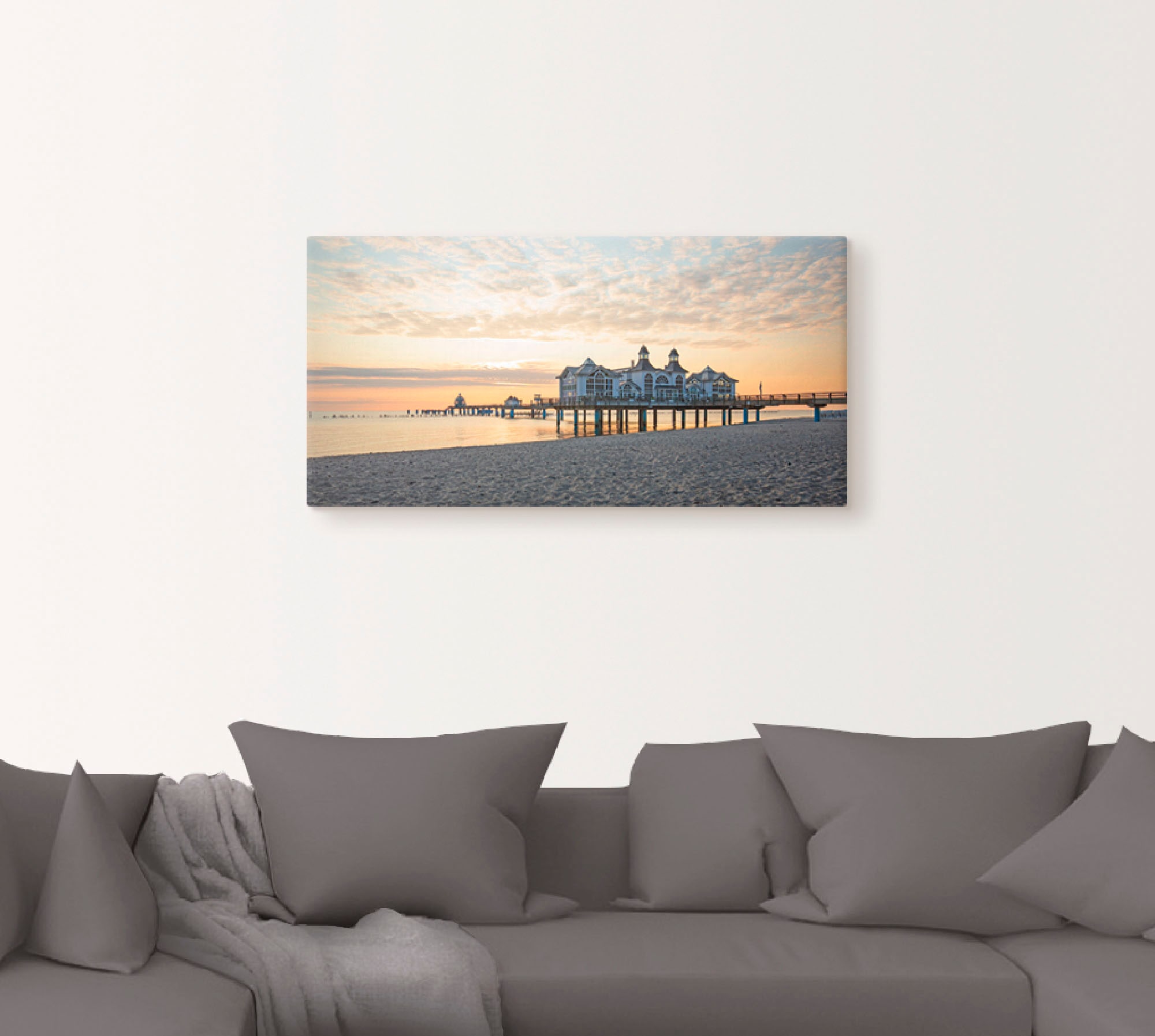 Artland Wandbild »Seebrücke Sellin bei Sonnenaufgang«, Strand, (1 St.), als Leinwandbild, Poster, Wandaufkleber in verschied. Größen