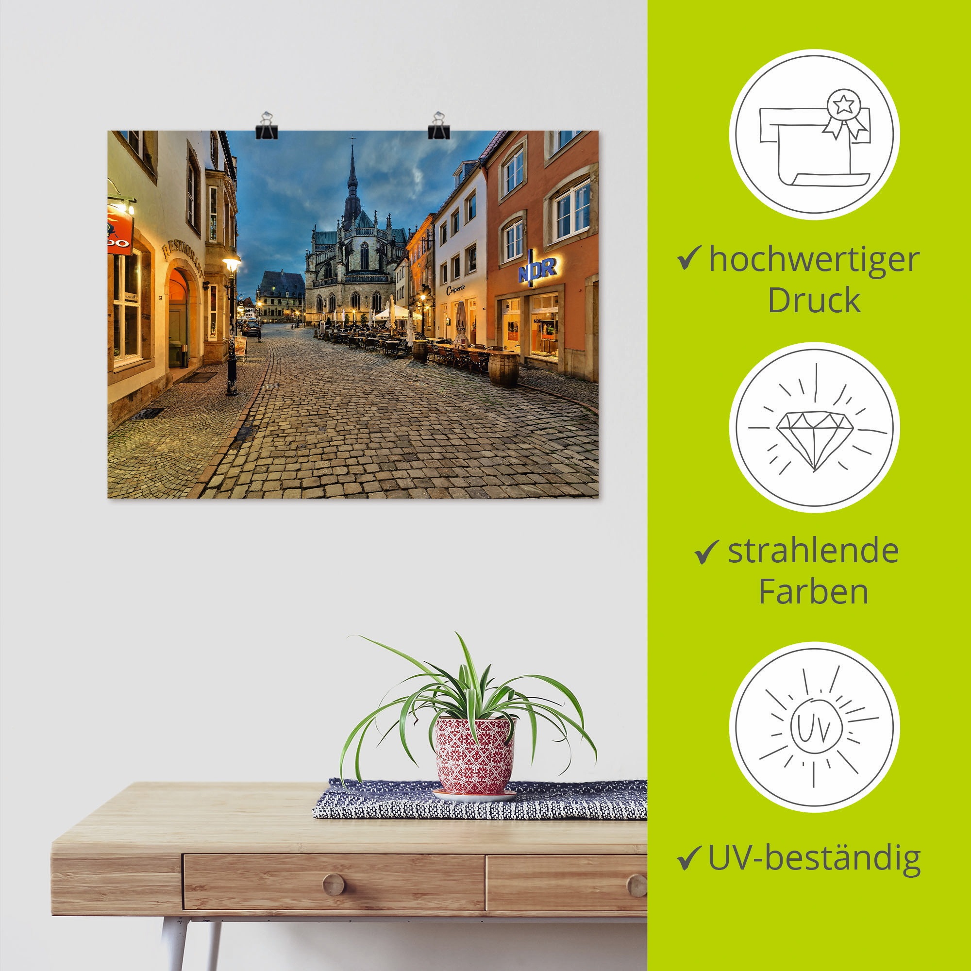 Artland Wandbild »Osnabrück, Blick auf die Marienkirche«, Deutschland, (1 St.), als Leinwandbild, Poster in verschied. Größen
