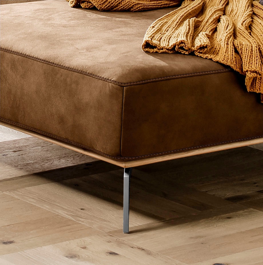 W.SCHILLIG Ecksofa »run, Designsofa mit tollem Sitzkomfort, bequem, L-Form«, mit elegantem Holzsockel, Füße in Chrom glänzend, Breite 319 cm