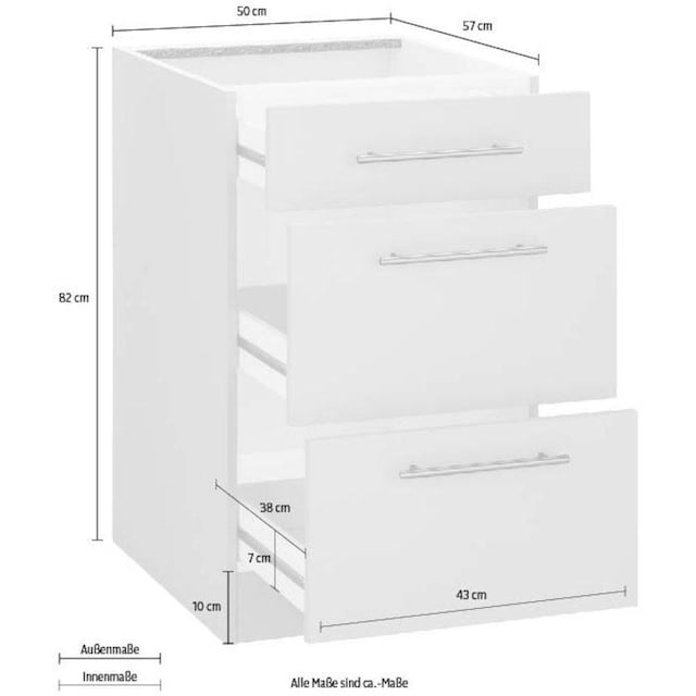 wiho Küchen Unterschrank »Cali«, 50 cm breit, mit 2 großen Auszügen ohne  Arbeitsplatte auf Raten kaufen