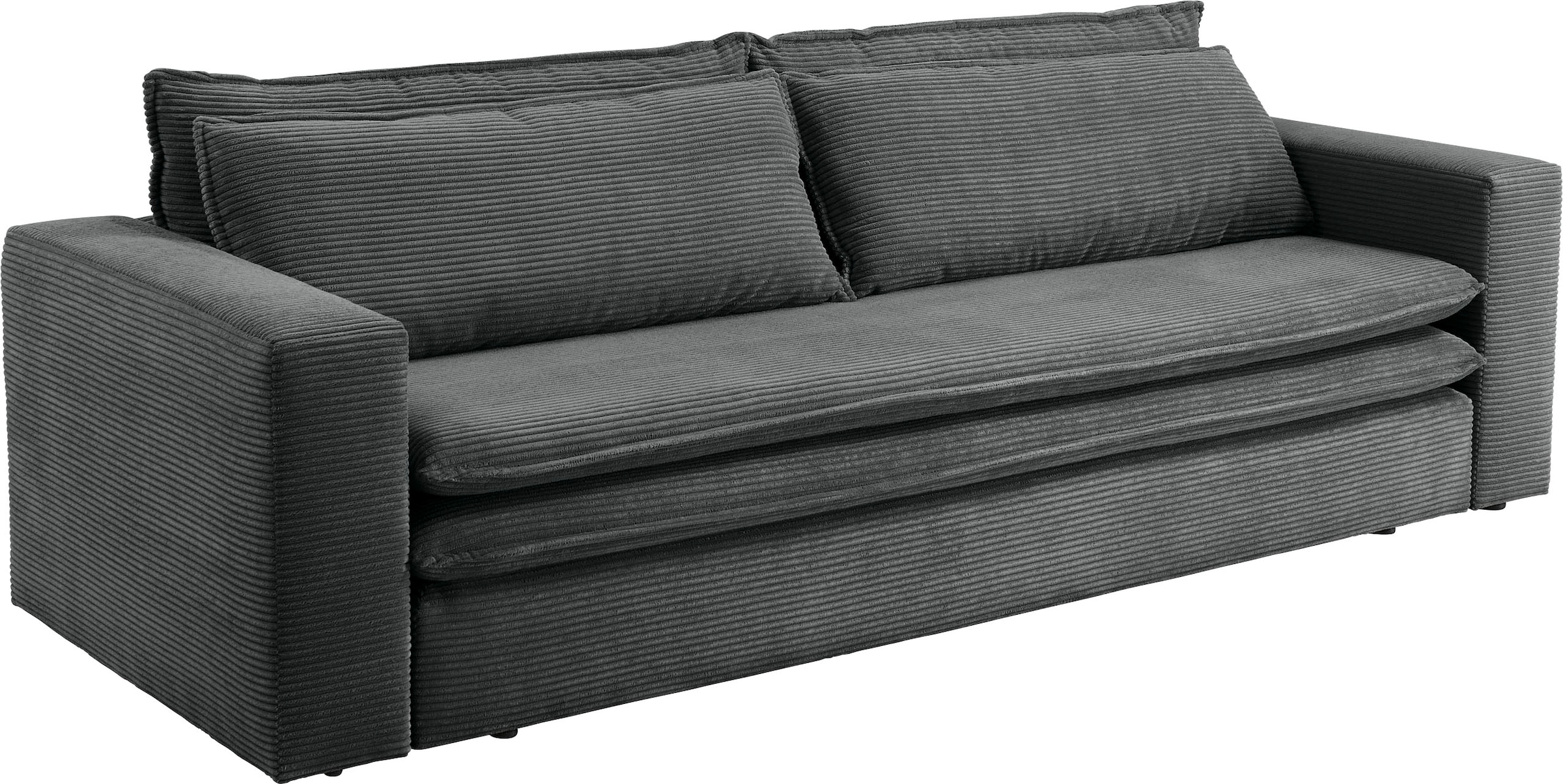 Places of Style 3-Sitzer »PIAGGE«, Cord-Bezug - mit Bettfunktion und Bettkasten, mit praktischem Topper