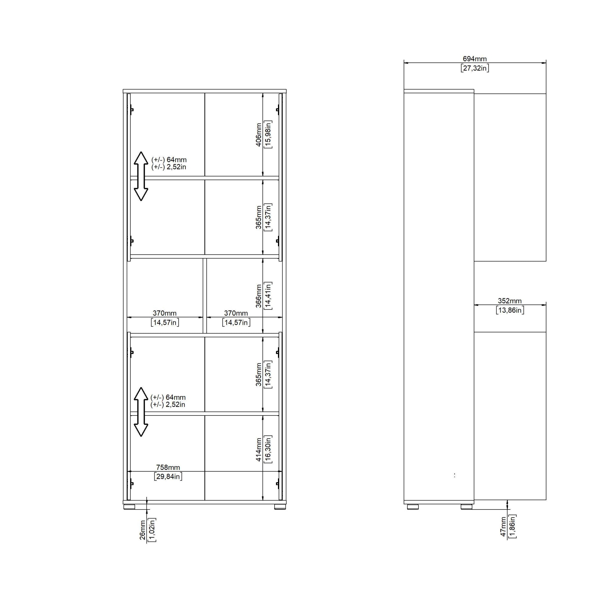 INOSIGN Aktenschrank »Sign Aktenregal, Bücherregal, Standregal,«, Merkzweckschrank, 2 Fächer, 4 Einlegeböden, Breite/Höhe 80/200 cm