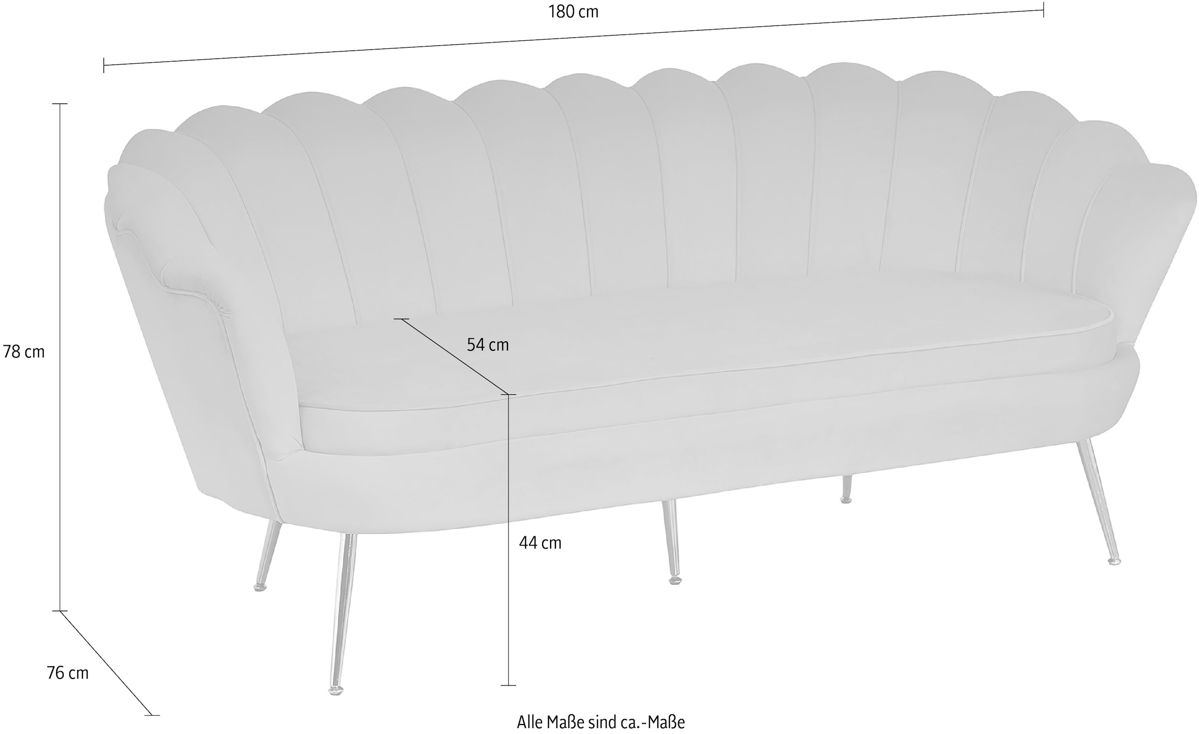 SalesFever 3-Sitzer »Clam«, extravagantes auf cm bestellen Rechnung 180 Breite Muscheldesign