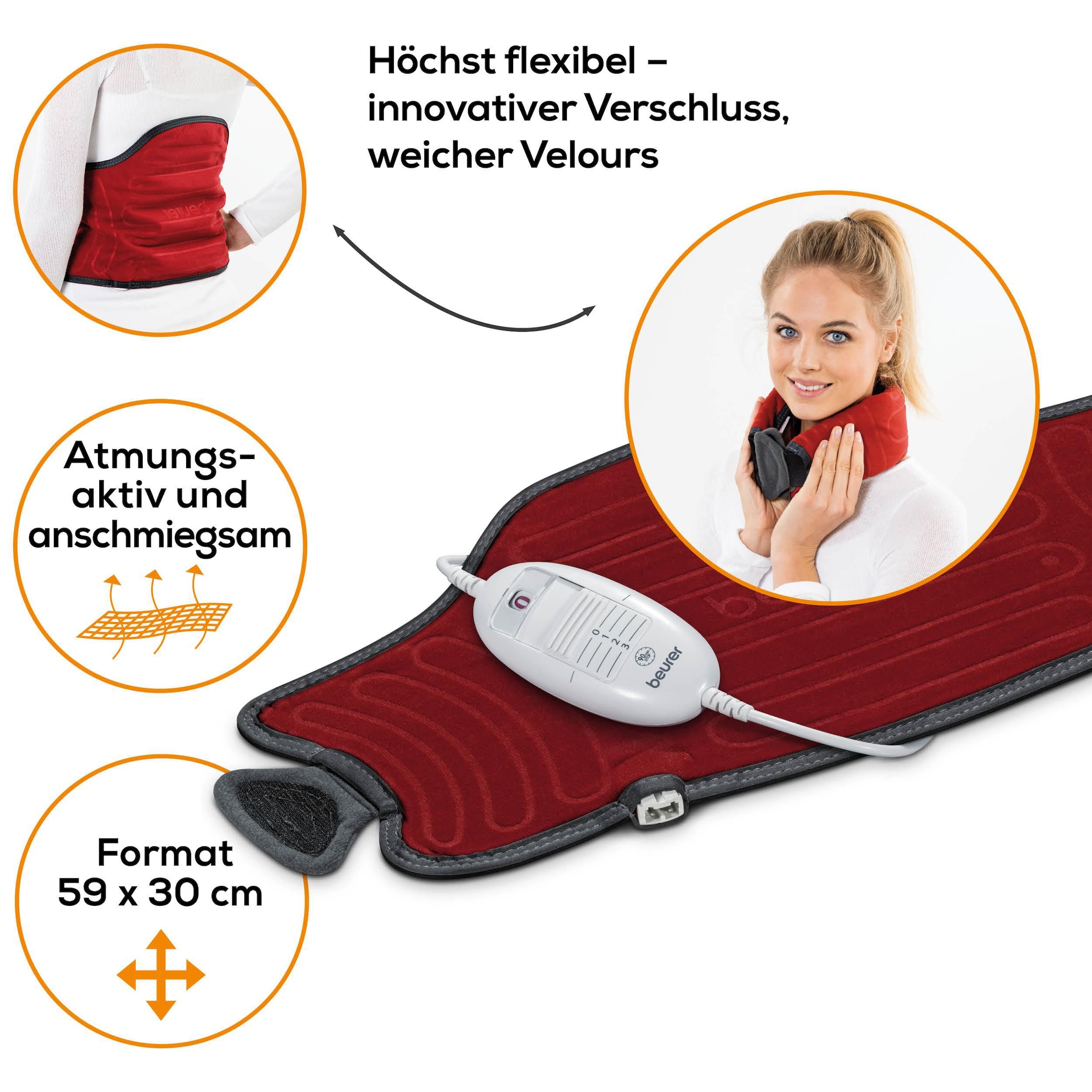 BEURER Heizkissen »HK 55 Easyfix, multifunktional anwendbar für Bauch, Rücken, Gelenke«, Mit integriertem Gummiband mit Klettverschluss für einfache Fixierung