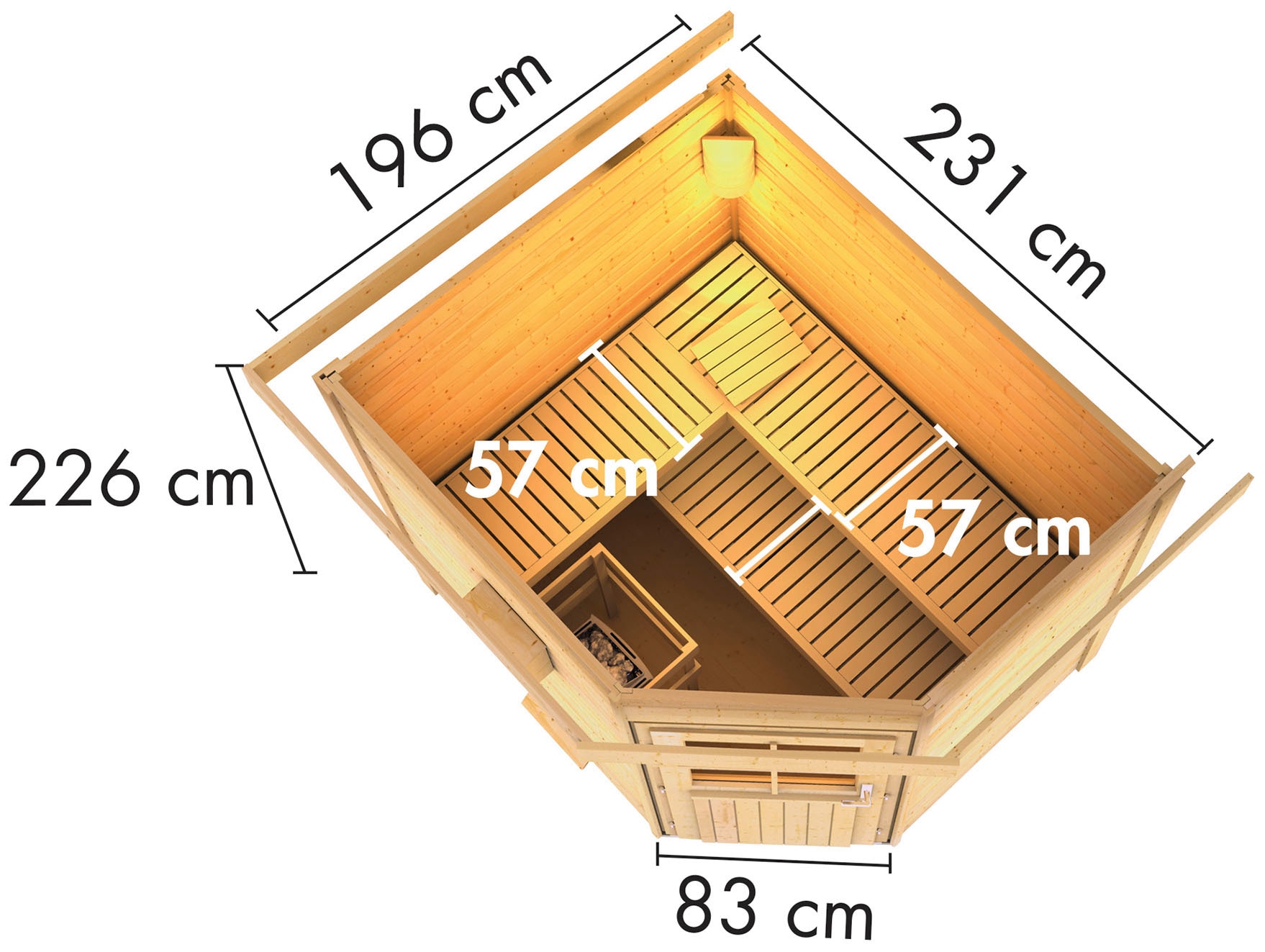 Karibu Saunahaus »Tore« Set,  Ofen 9 KW externe Strg easy