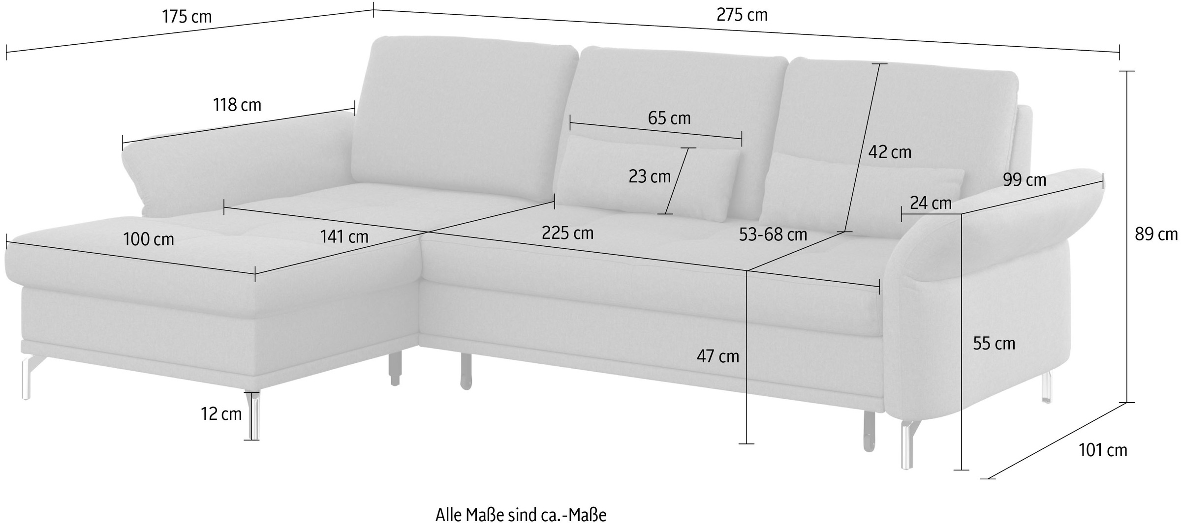 INOSIGN Ecksofa »Palm Beach L-Form«, Federkern, mit Sitztiefenverstellung, wahlweise mit Bettfunktion