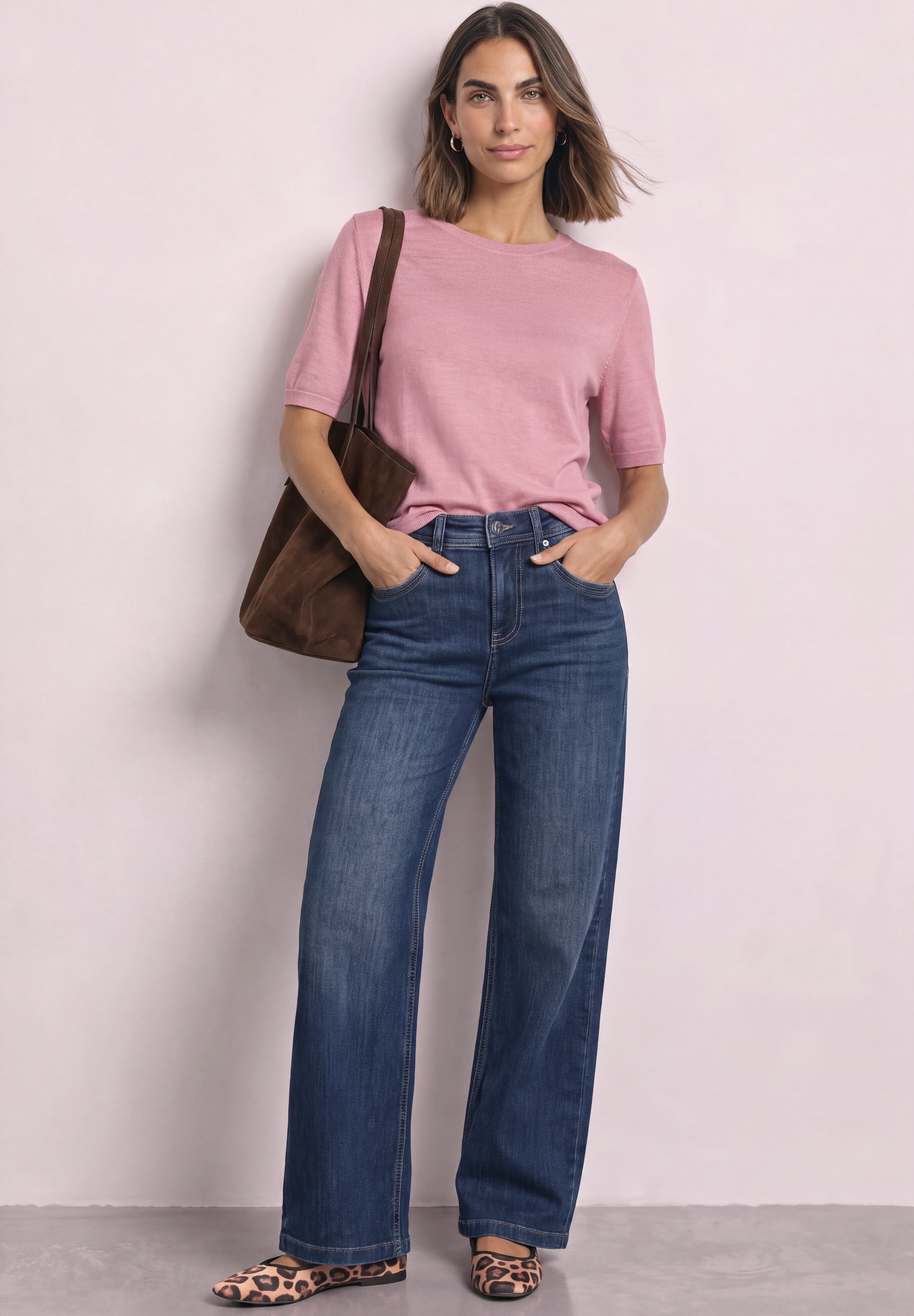 STREET ONE Strickpullover Kurzarm Pullover mit Rundhals