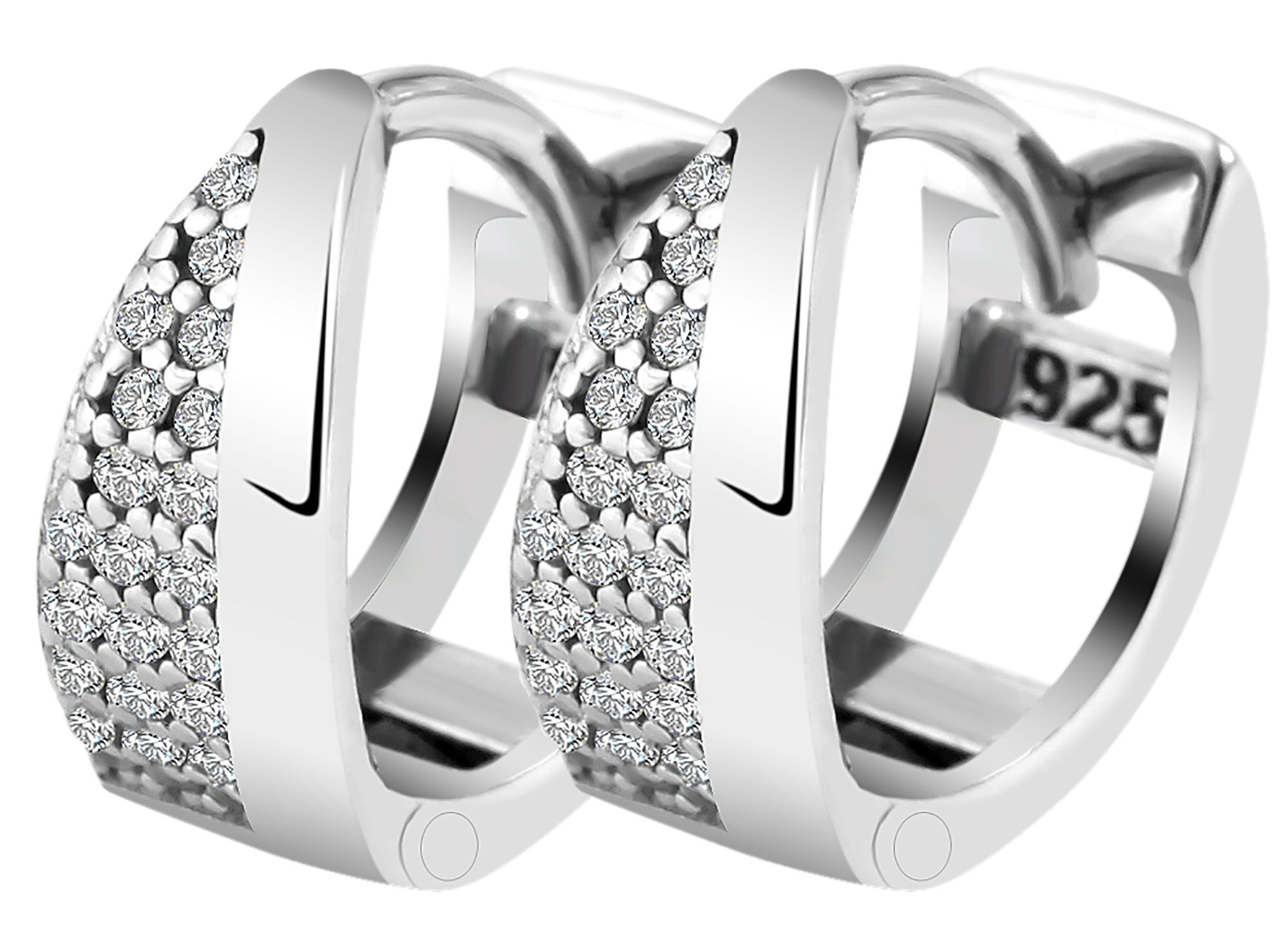 Adelia´s Paar Creolen »Damen Ohrringe ¿ Klappcreole aus 925 Silber mit Zirkonia«