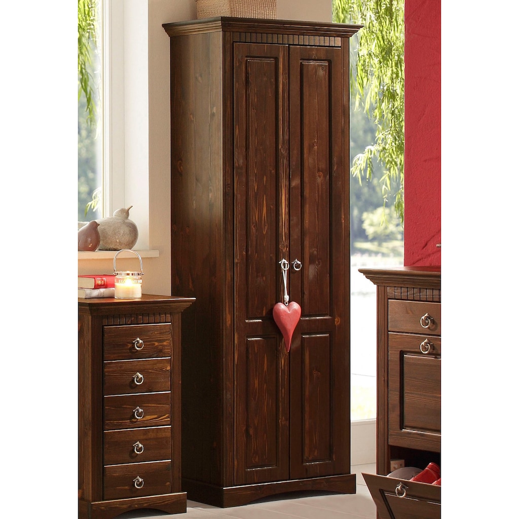 Home affaire Garderobenschrank »Rustic«, aus massiver Kiefer, Breite 71 cm, mit Kassetenoptik