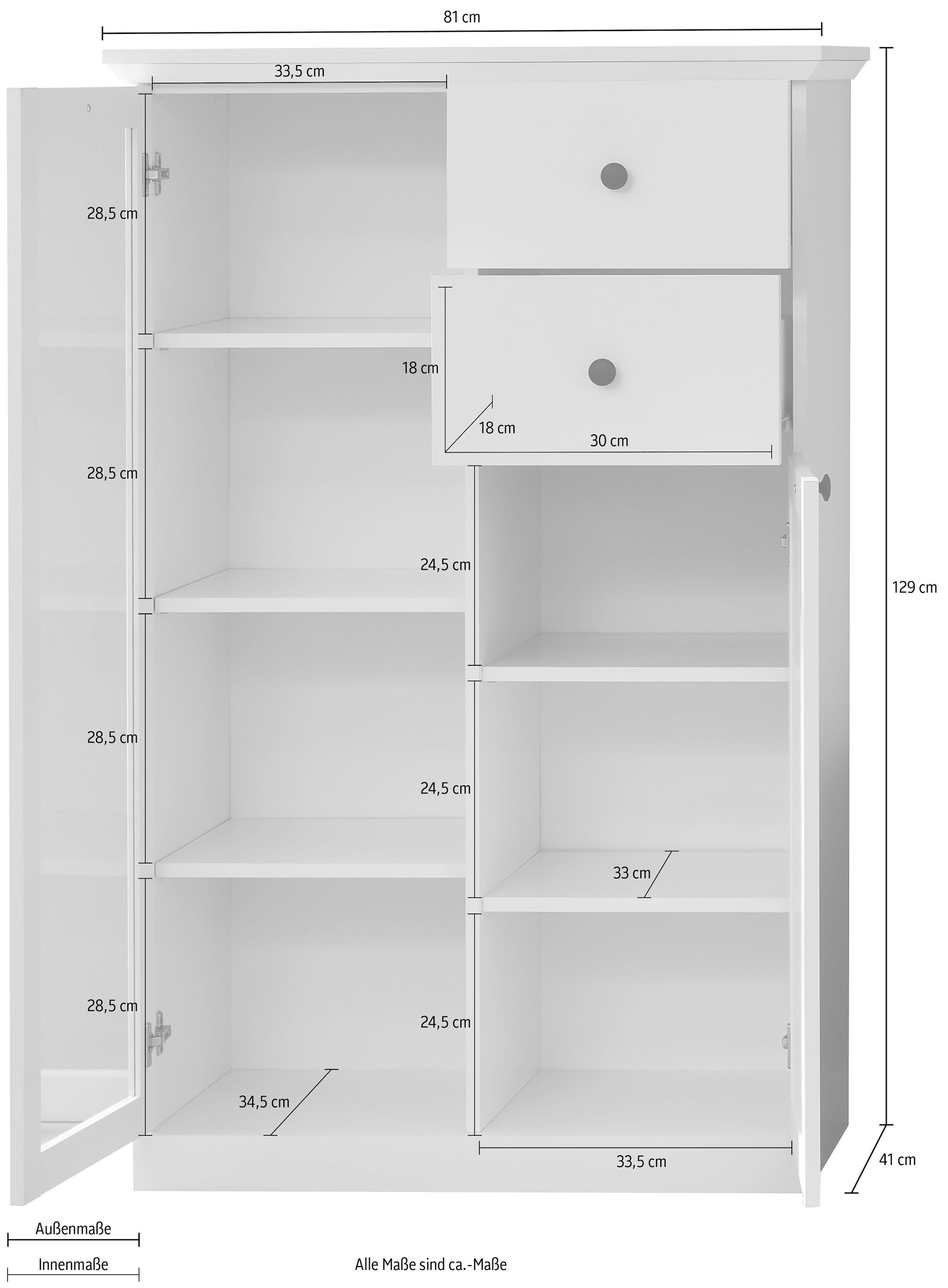 trendteam Vitrine »Baxter«, zeitloser Landhausstil, mit Vollauszug,  Beleuchtung optional auf Raten bestellen