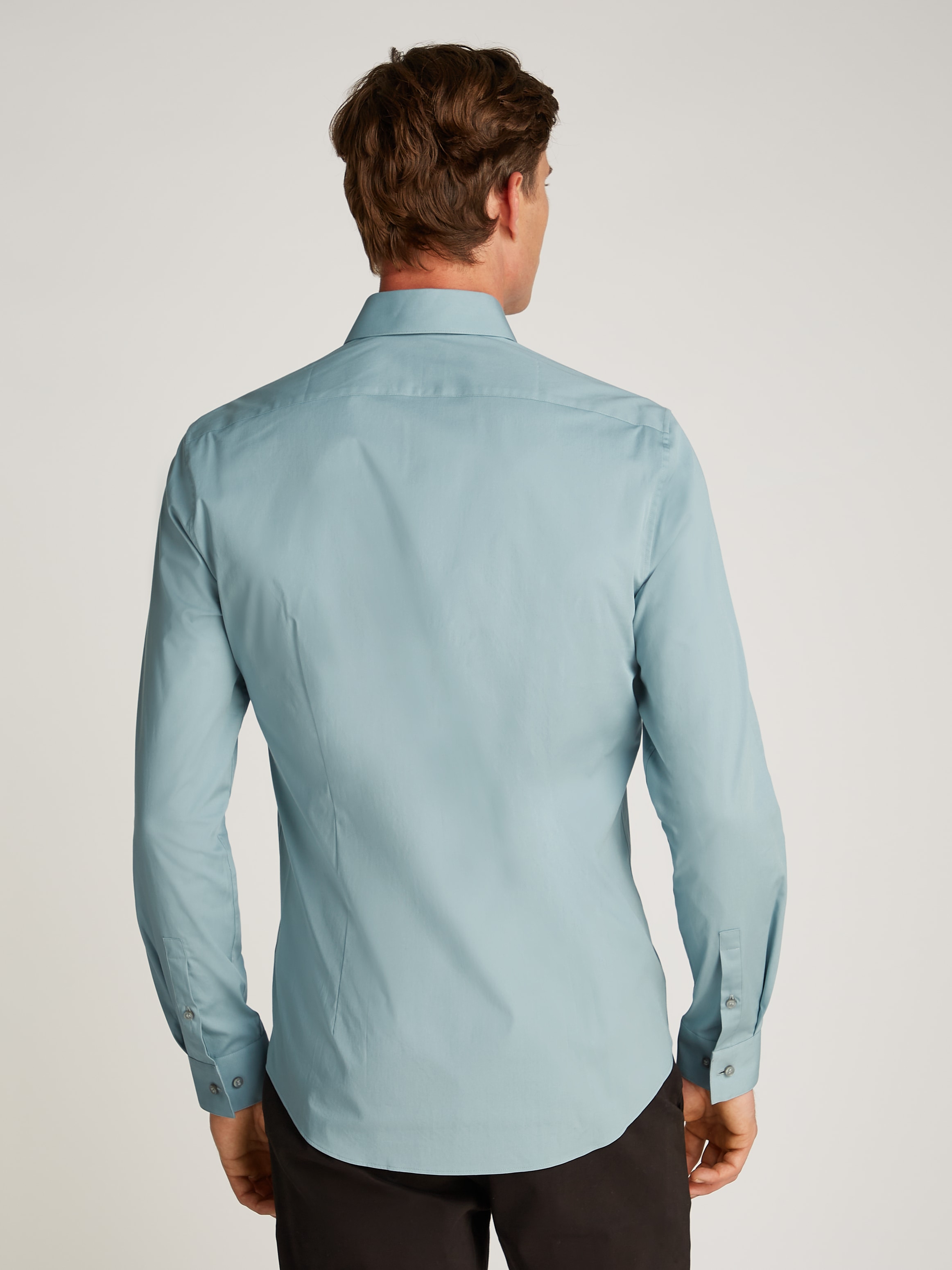 Calvin Klein Businesshemd »POPLIN STRETCH SLIM SHIRT«, mit Kentkragen, Logoprint auf Brusthöhe