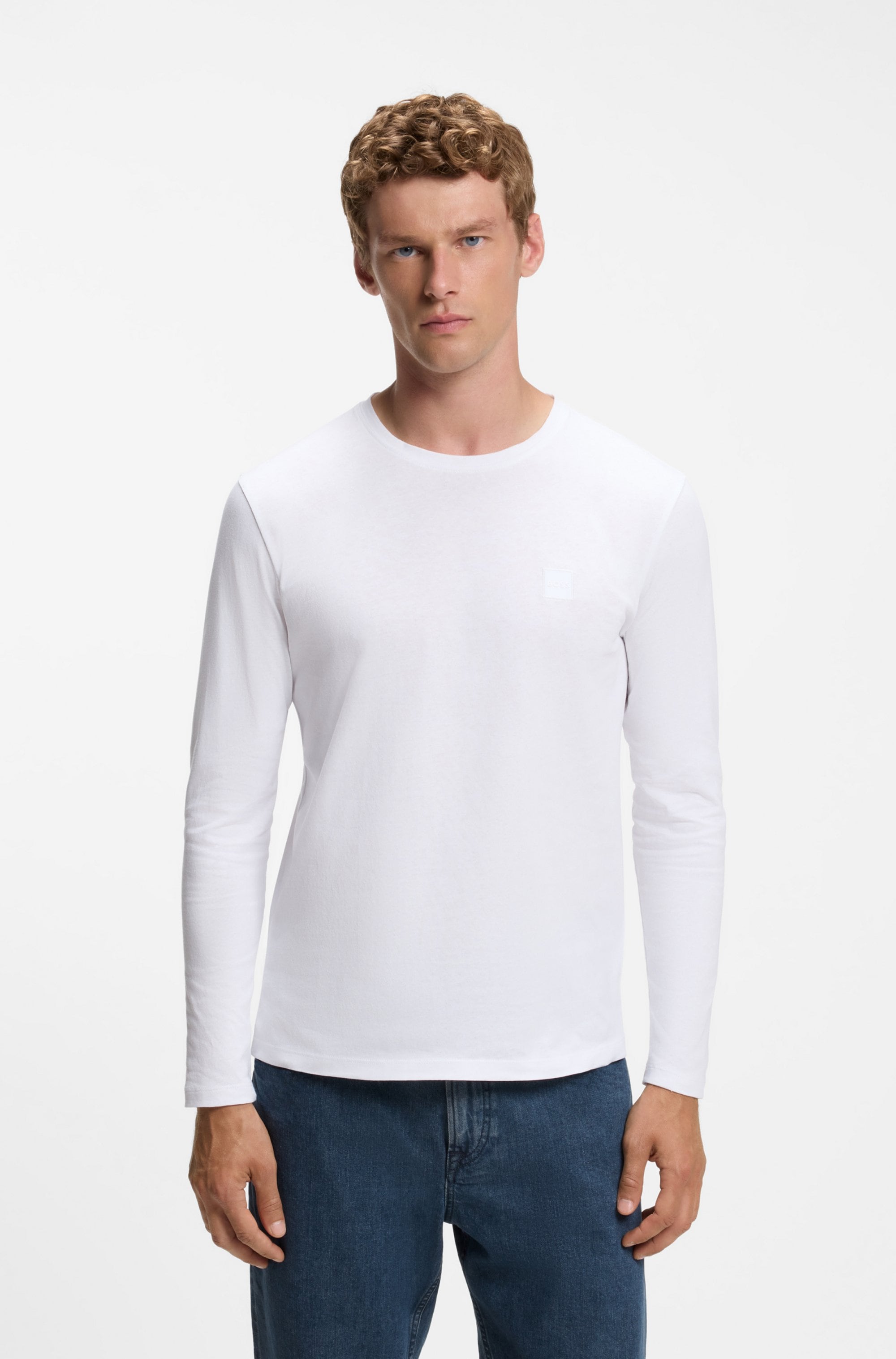 BOSS ORANGE Langarmshirt »Tacks« mit Markenlogo auf der Brust