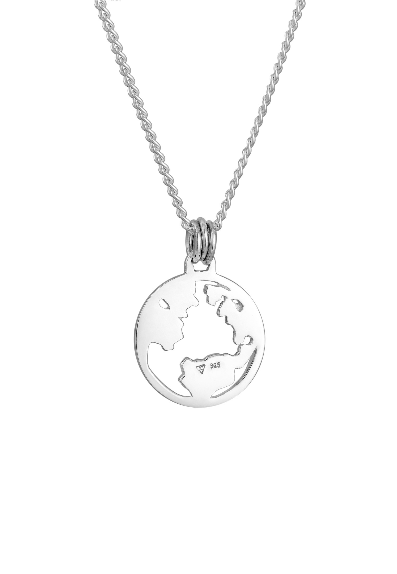 Kuzzoi Kette mit Anhänger »Halskette Herren Weltkugel Coin 925 Silber«