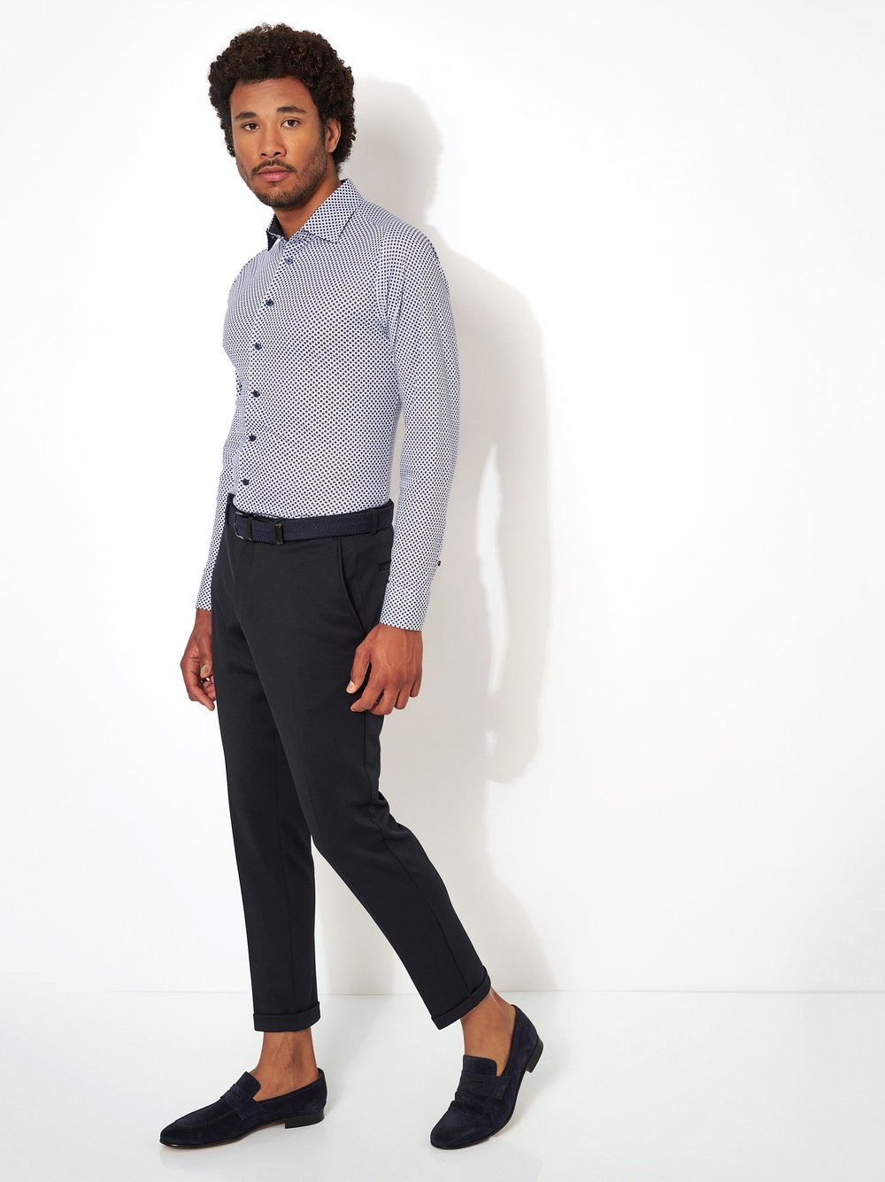 DESOTO Langarmhemd »Jerseyhemd Casual Kent langarm« Flexibler Stretch, mit Minimal Print, Kentkragen