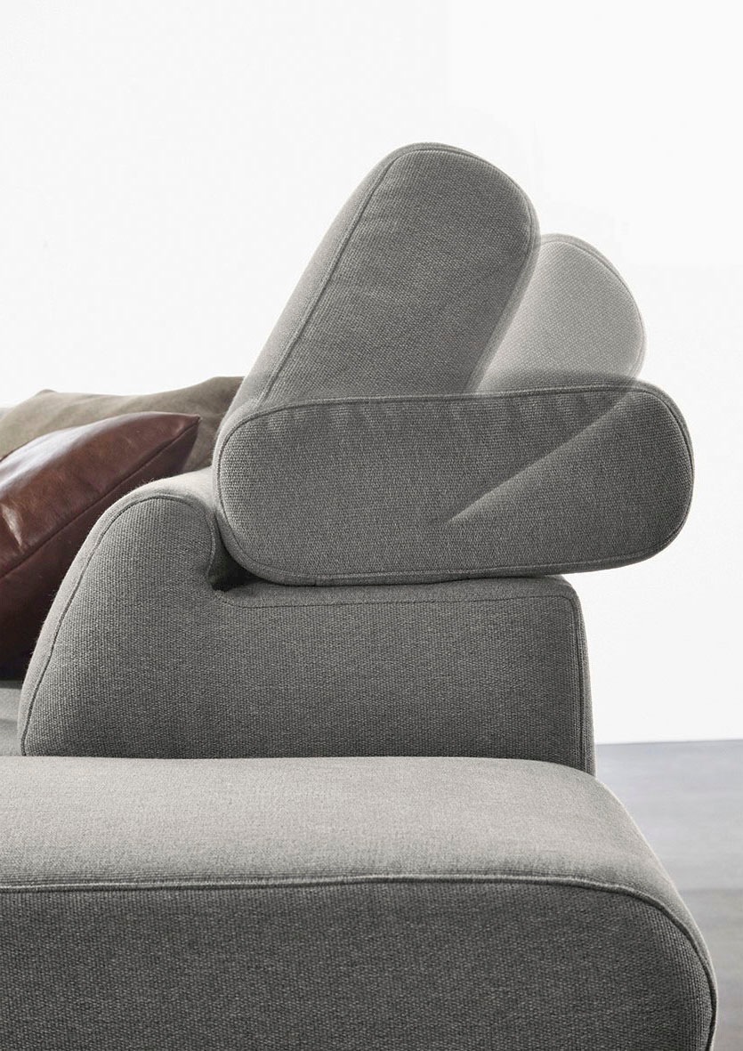 W.SCHILLIG Ecksofa »finn, Designsofa mit tollem Sitzkomfort, bequem, L-Form«, German Design Award 2016, Fußgestell Nussbaum natur, Breite 281 cm