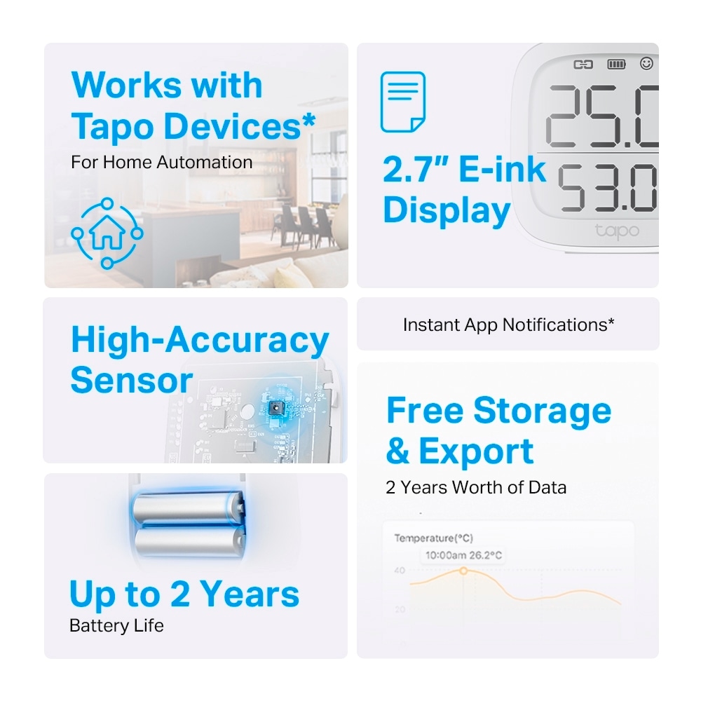 TP-Link Smart-Home-Zubehör »Tapo T315« Smarter Temperatur & Feuchtigkeits-Sensor