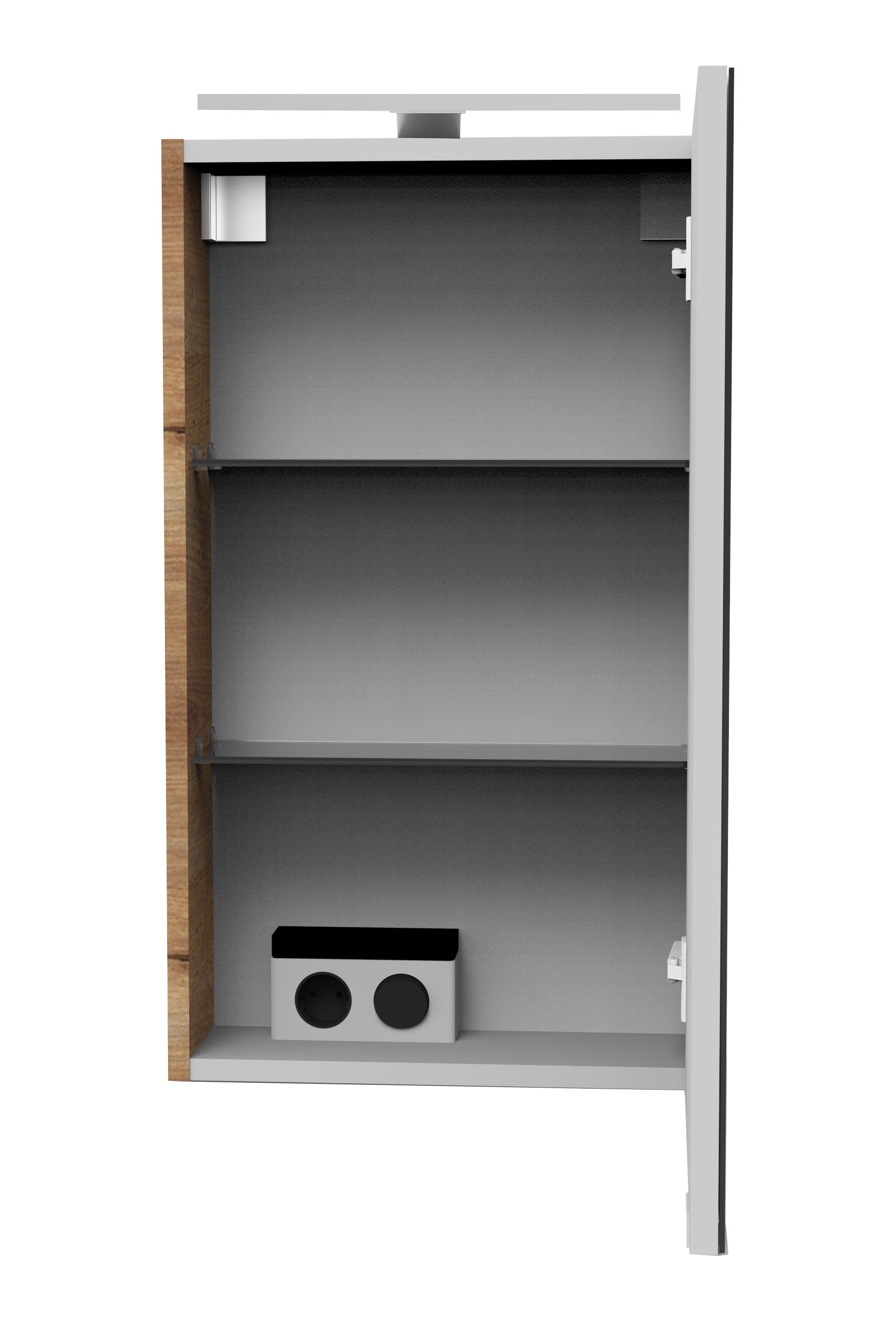 FACKELMANN Spiegelschrank »SBC« Spiegelschrank mit LED-Aufsatzleuchte,  Aufsatzleuchte, Schalter und Steckdose, Breite 40cm, Anschlag rechts