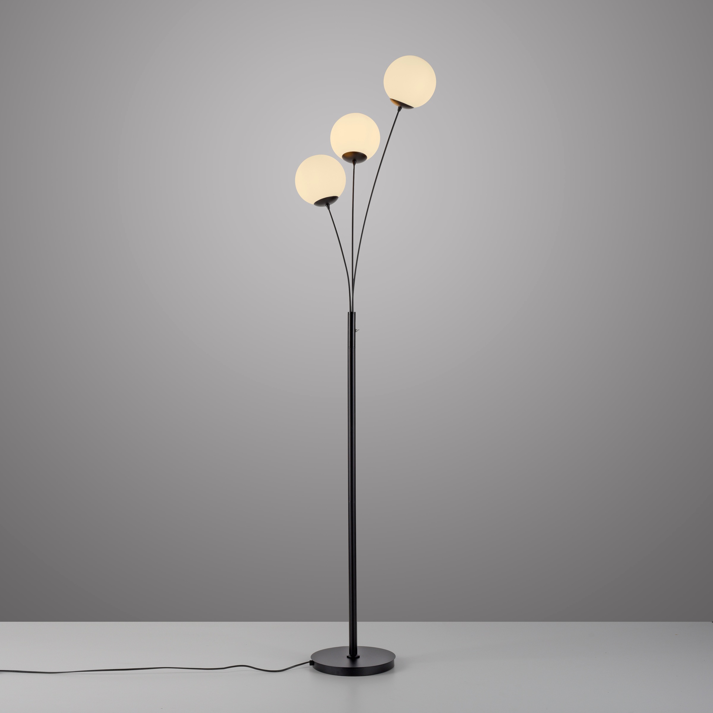 my home Stehlampe »Nymölla«, 3 flammig, Leuchtmittel E14 | ohne Leuchtmittel, Stehleuchte mit großen Glaskugeln amberfarben oder opal matt weiß
