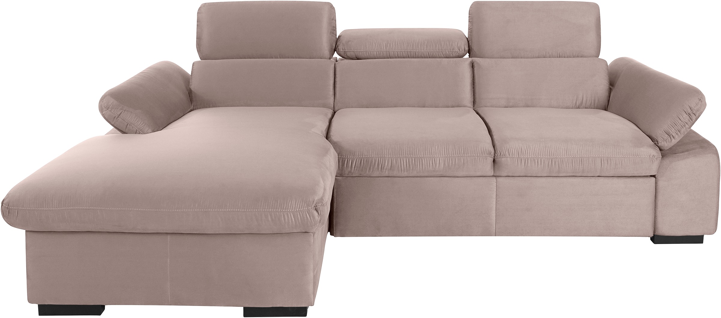 COTTA Ecksofa »Lola L-Form mit Kopfteilfunktion & Hocker«, (Set, mit Hocker), wahlweise mit Bettfunktion, Bettkasten & Armteilverstellung