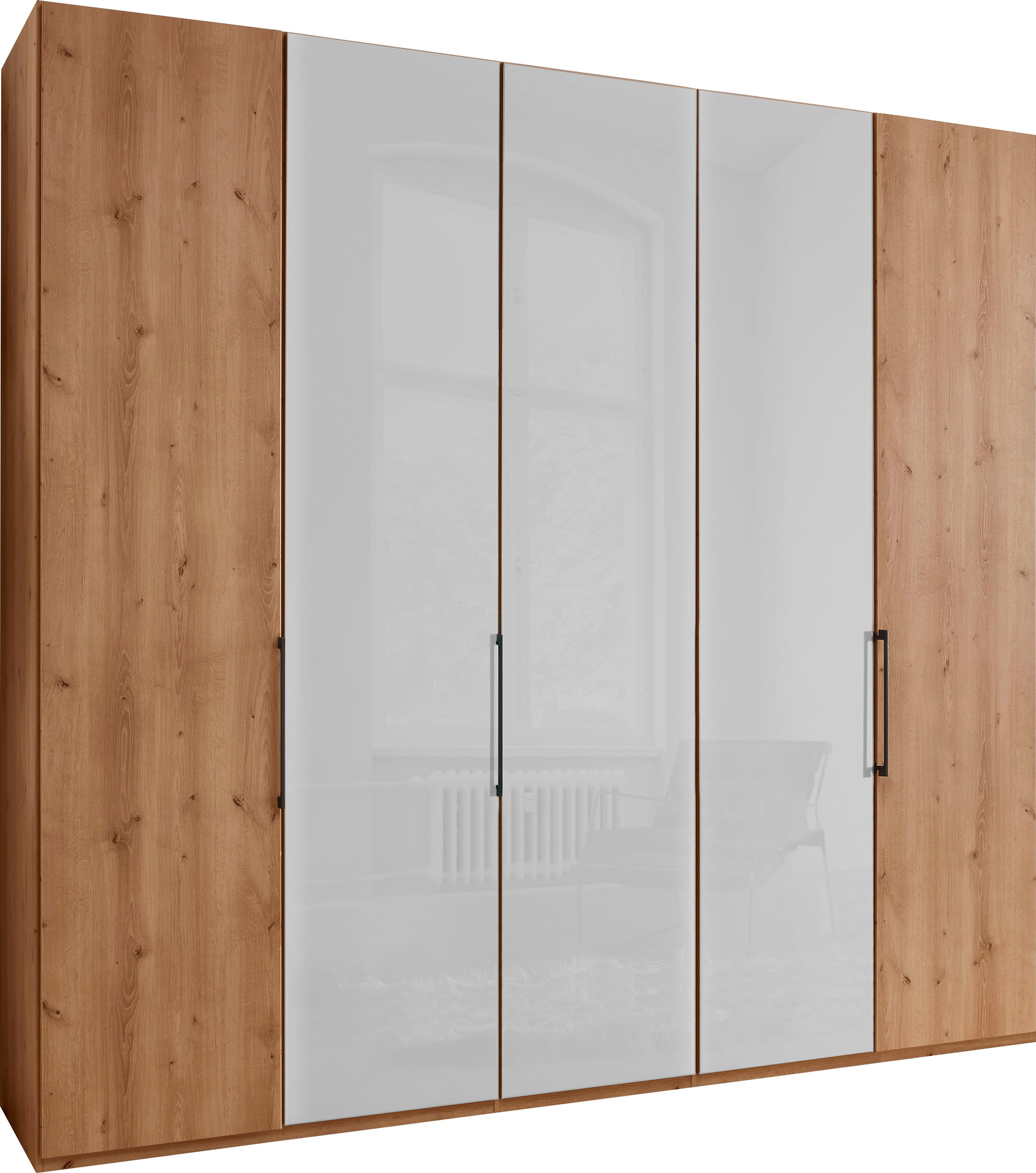 WIEMANN Falttürenschrank »Monaco« mit Teil-Glasfront sowie hochwertige Beschläge