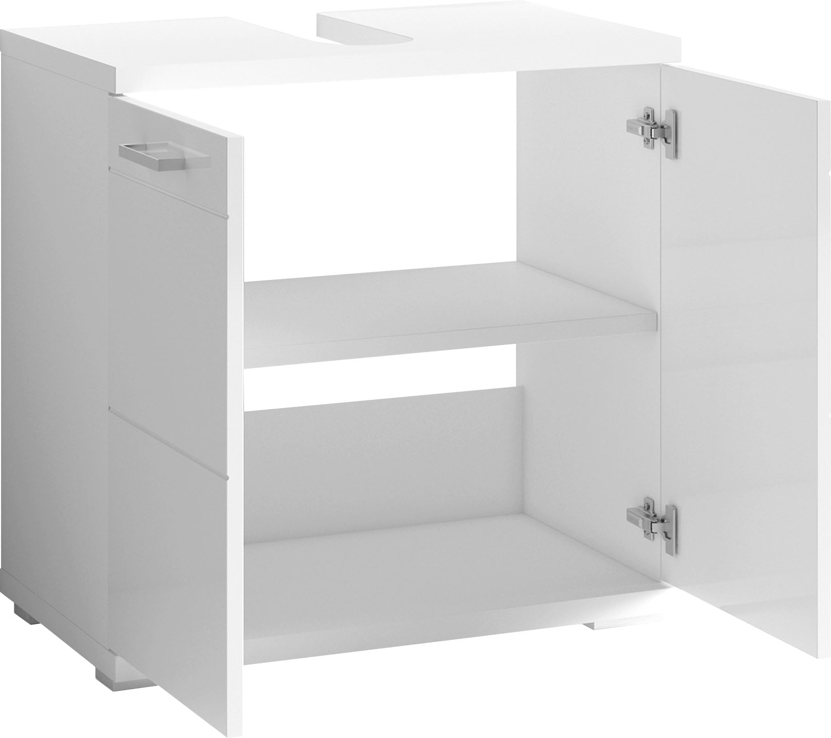 byLIVING Waschbeckenunterschrank »Nebraska«, Breite 60 cm, mit Hochglanzlackierung und verchromten Metallgriffen