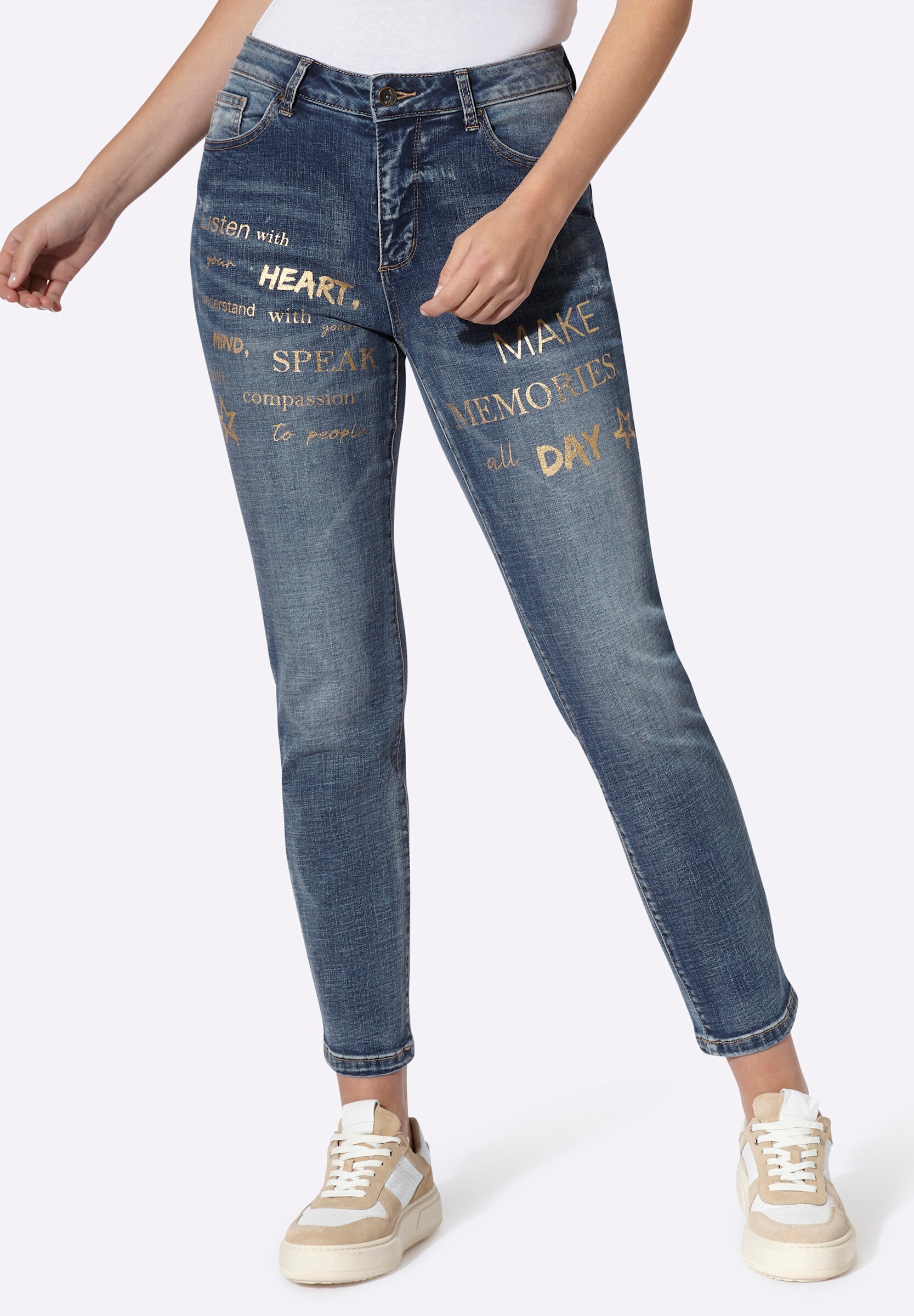 heine 5-Pocket-Jeans »Jeans Jeans mit Foliendruck«