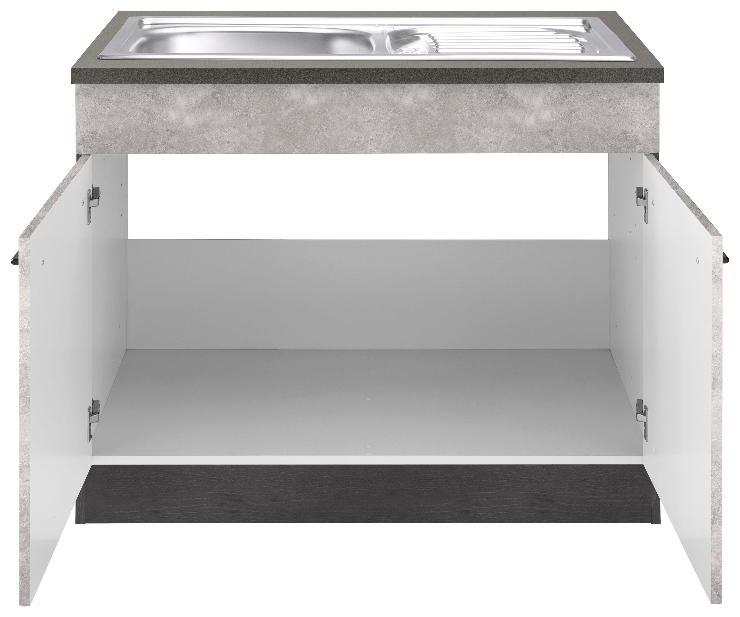 KOCHSTATION Spülenschrank »KS-Tulsa« 100 cm breit, 2 Türen, Metallgriff, MDF Front, inkl. Einbauspüle