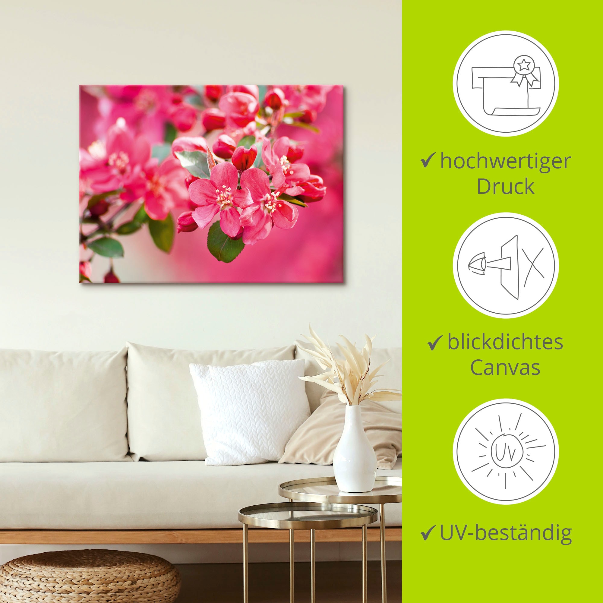 Artland Leinwandbild »Holzapfelblüte 1« 1 Stk. tlg. auf Keilrahmen gespannt