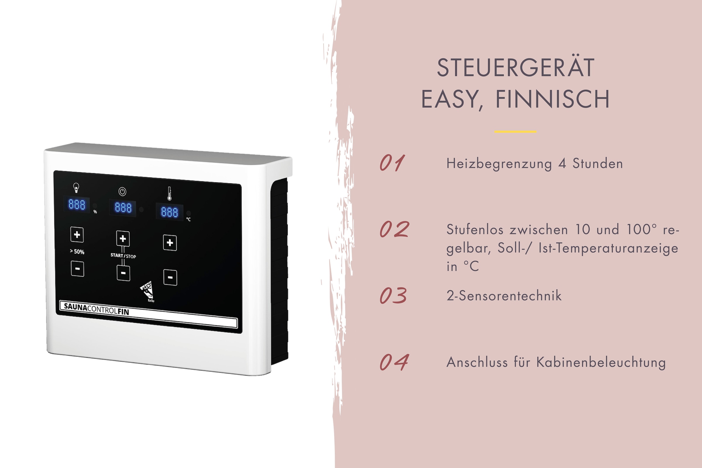 Karibu Saunahaus »Maiko 2B« Set,  Ofen 9 KW externe Strg easy