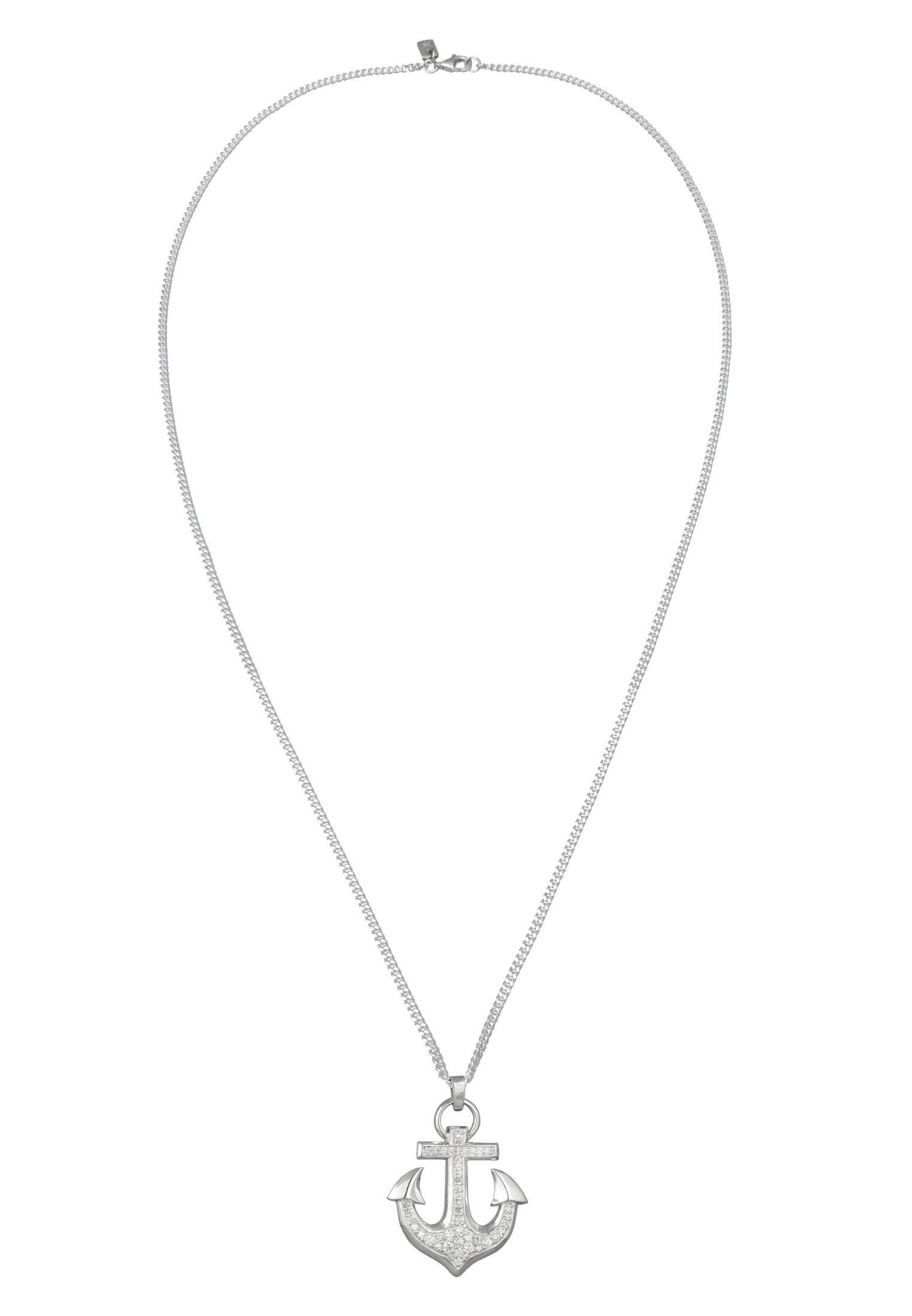 Kuzzoi Lange Kette »Halskette Anker Zirkonia Weiß 925 Sterling Silber«
