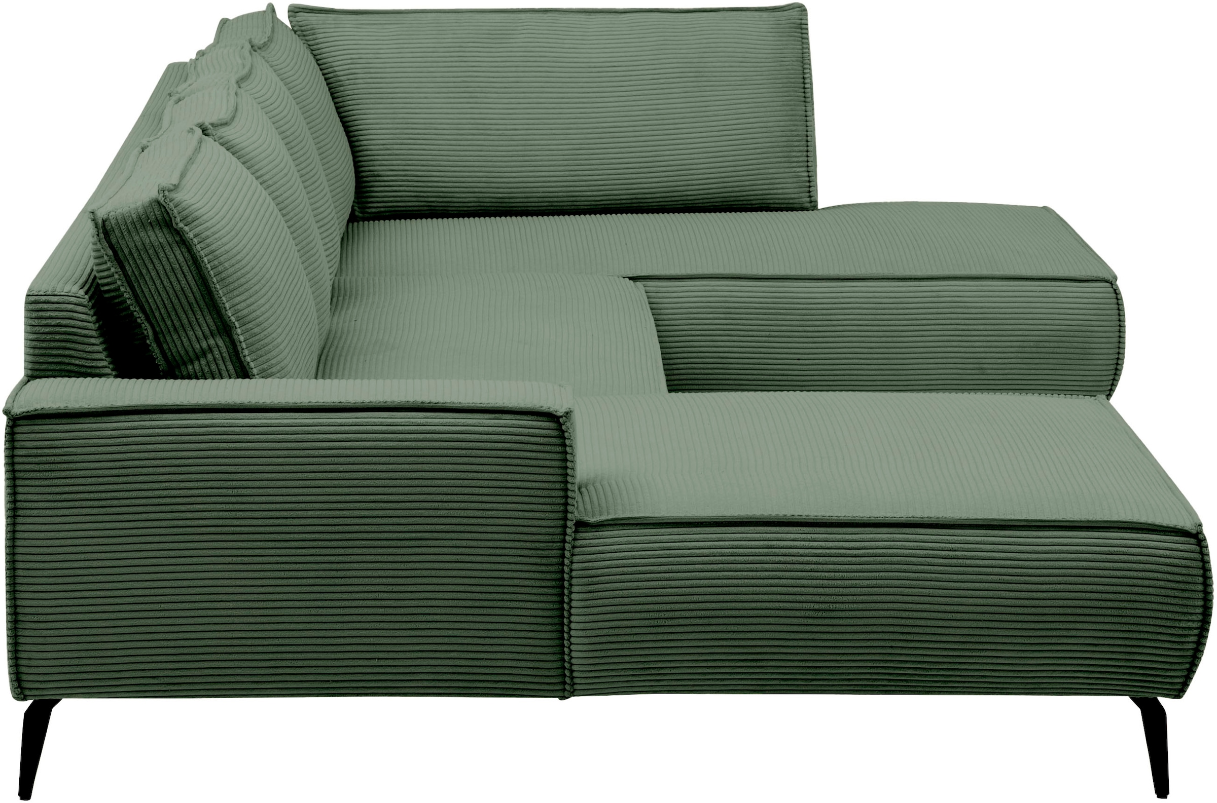 Home affaire Wohnlandschaft »Tvinnu, moderne U-Form, Couch in Cord oder Webstoff in Leinenoptik« Recamiere rechts/links, schwarze Metallfüße, bequeme Sitz-/Liegefläche