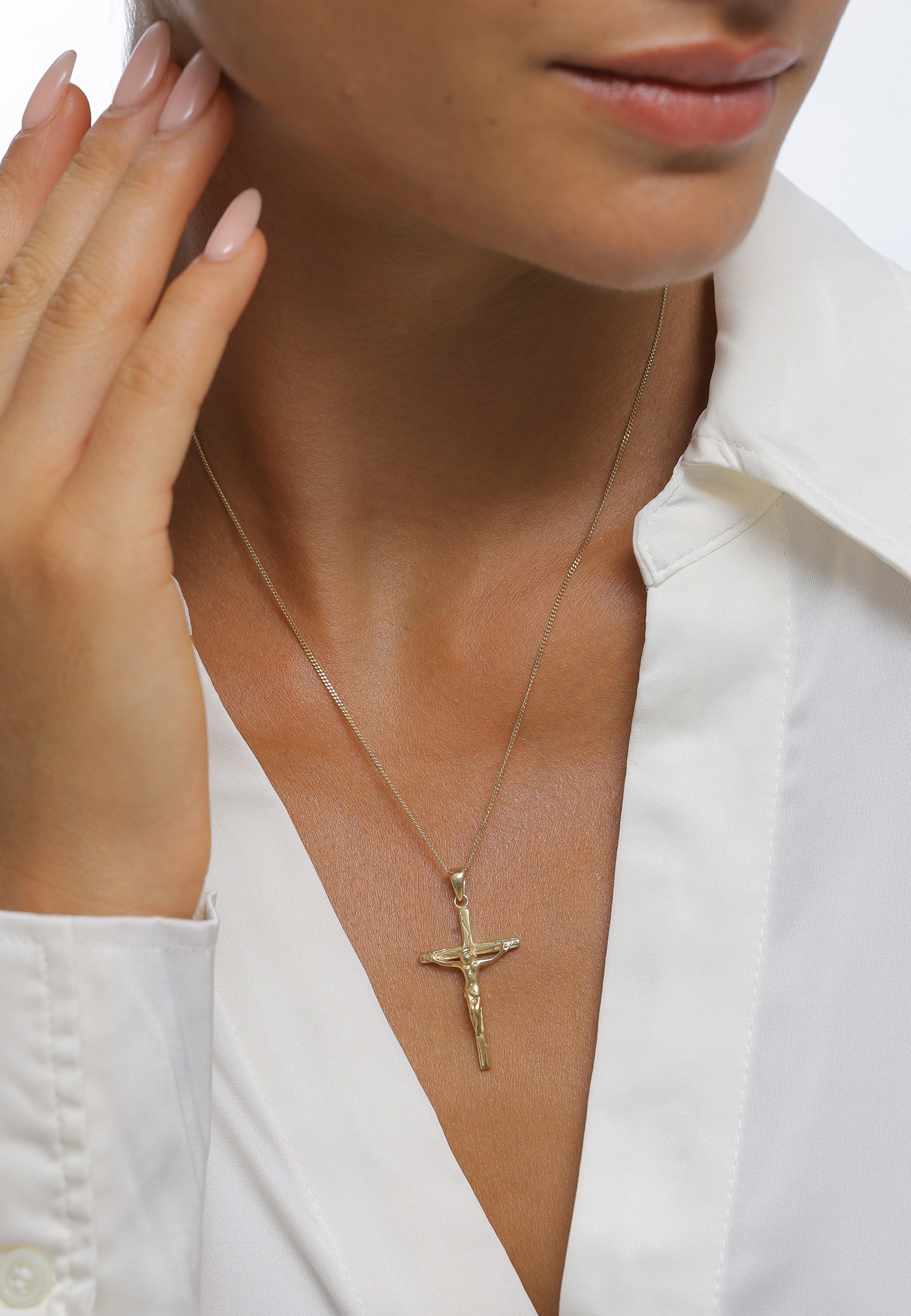 Elli Kette mit Anhänger »Halskette mit Anhänger Kreuz Jesus Kruzifix 925 Silber«