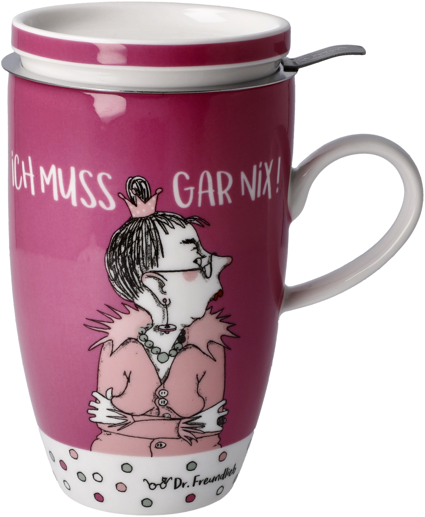 Tasse »Barbara Freundlieb«, Teetasse mit Deckel und Sieb, Barbara Freundlieb - Ich...