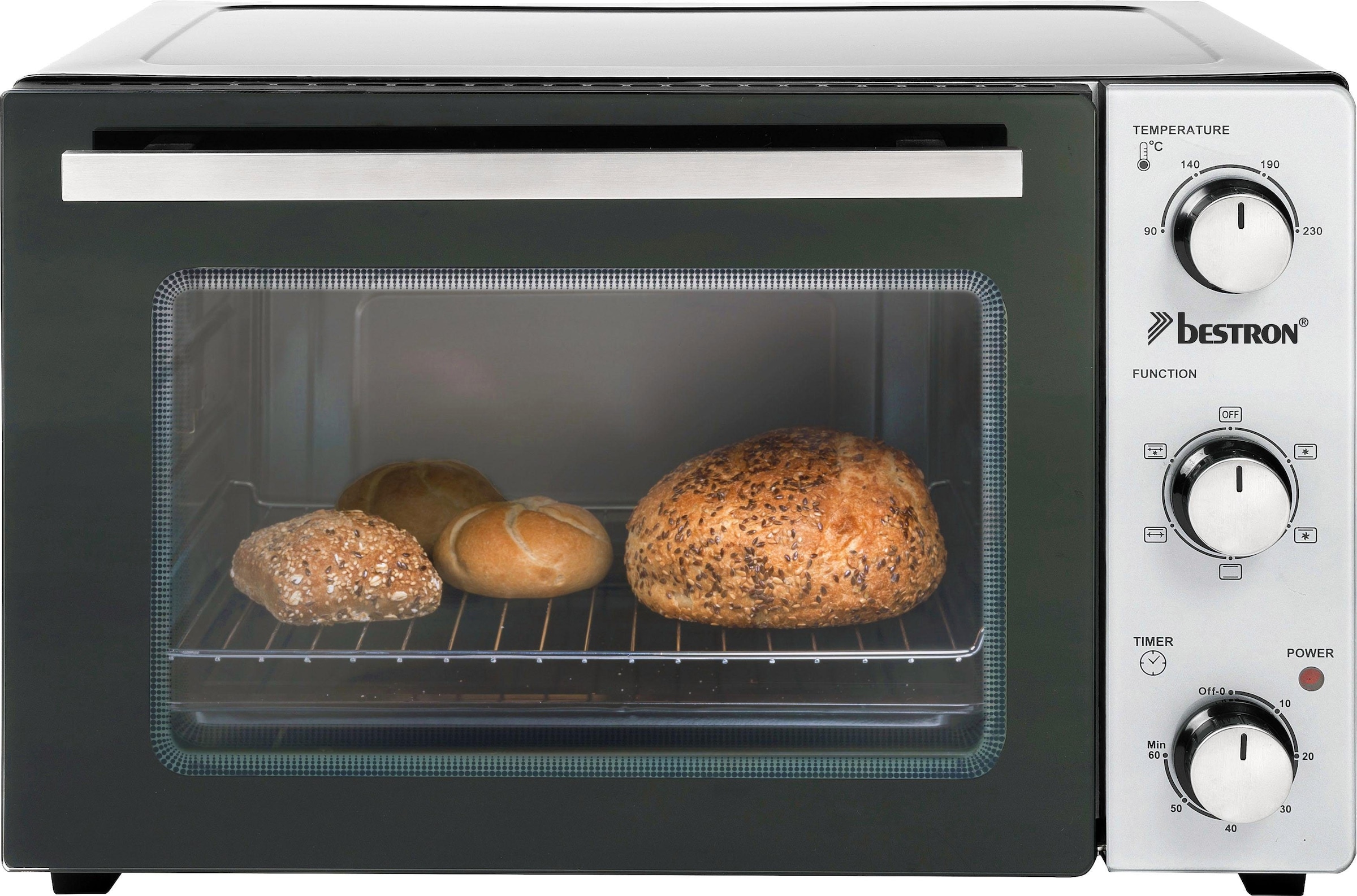 bestron Minibackofen »2-in-1 Gerät«, mit Drehspieß, 1500 W, Edelstahl, Schwarz