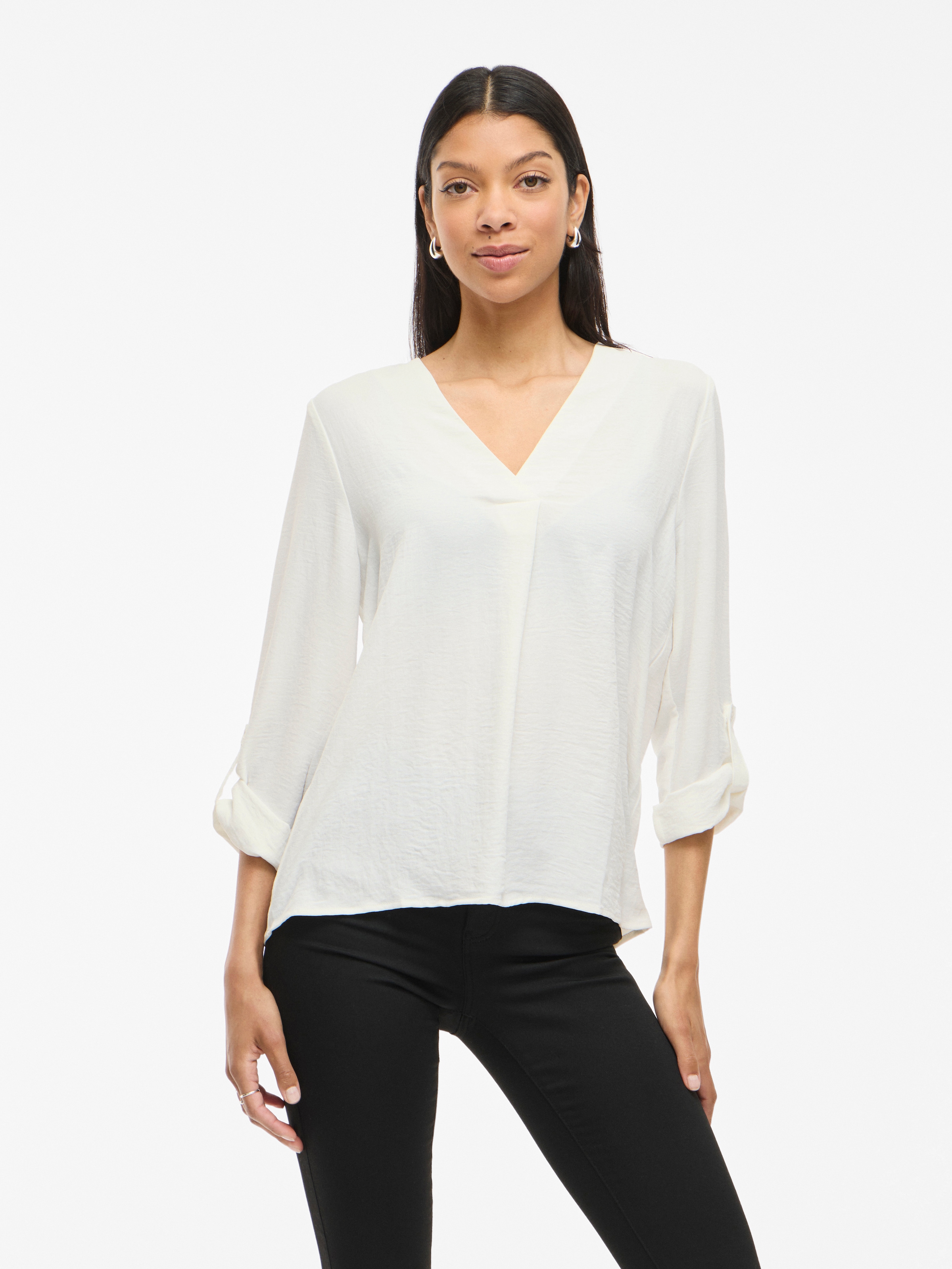 Vila Blusenshirt »VIJOSA 3/4 V-NECK TOP - NOOS«