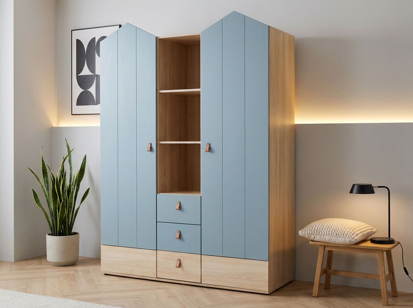 arthur berndt Kinderkleiderschrank »Kleiderschrank »Roofy« 2-türig mit Soft-Close-Funktion« Soft-Close Funktion