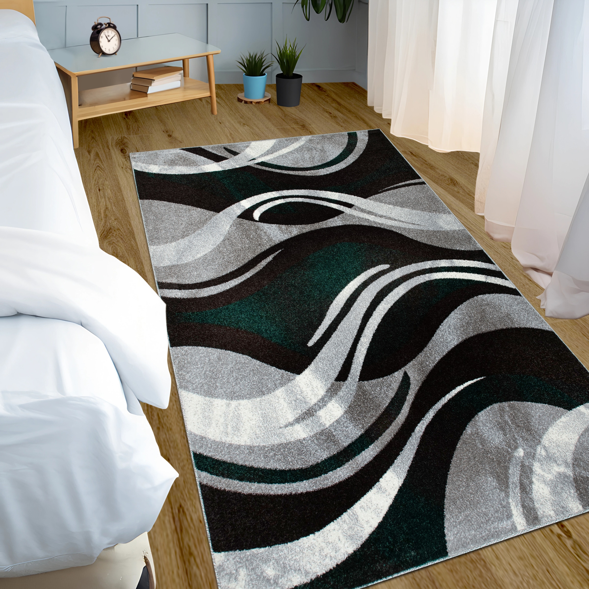 my home Teppich »Joas« rechteckig 9 mm Höhe besonders weicher Kurzflor in modernem Wellen Muster, leichter Glanz