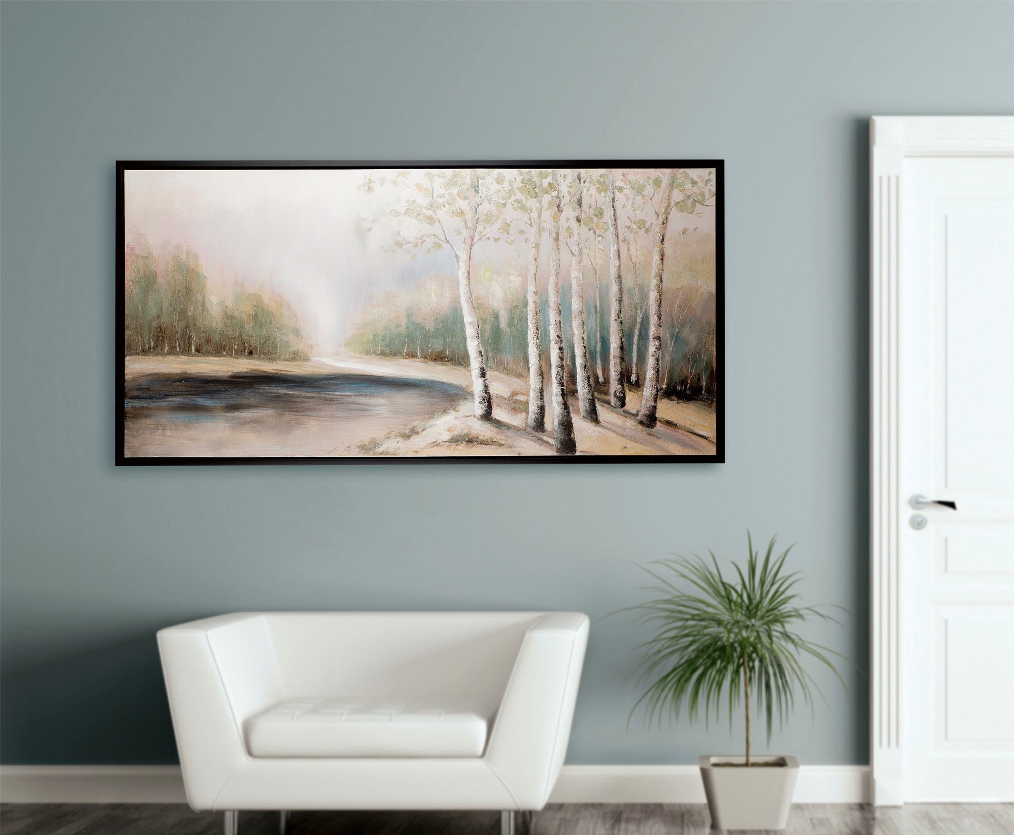 GILDE Leinwandbild »Gemälde Birken am Fluss«, bestellen St.) (1 Rechnung auf