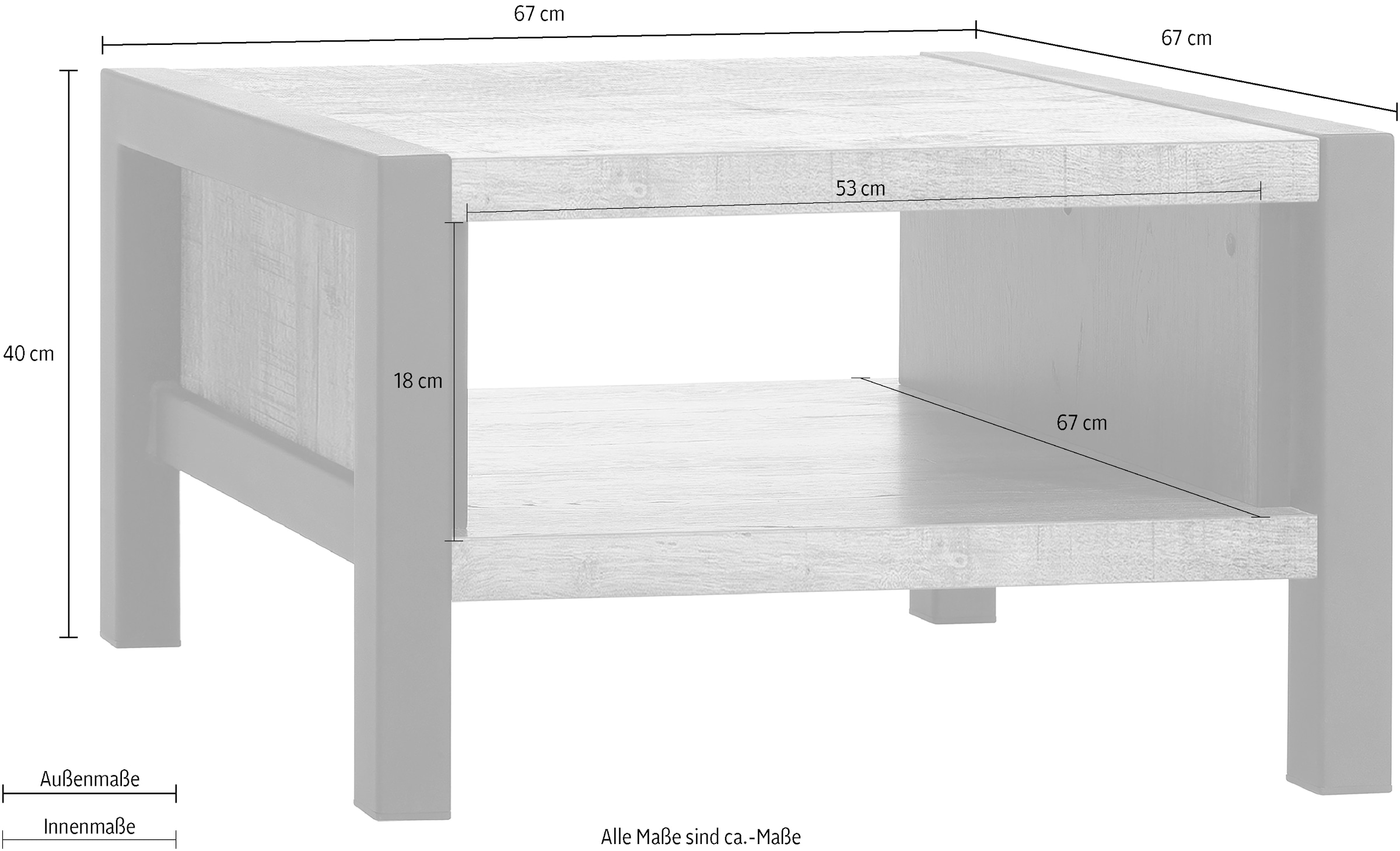 OMG Design Couchtisch »Ocean« 1 Stk. tlg. Zeitloser Landhausstil, mit Metallgestell