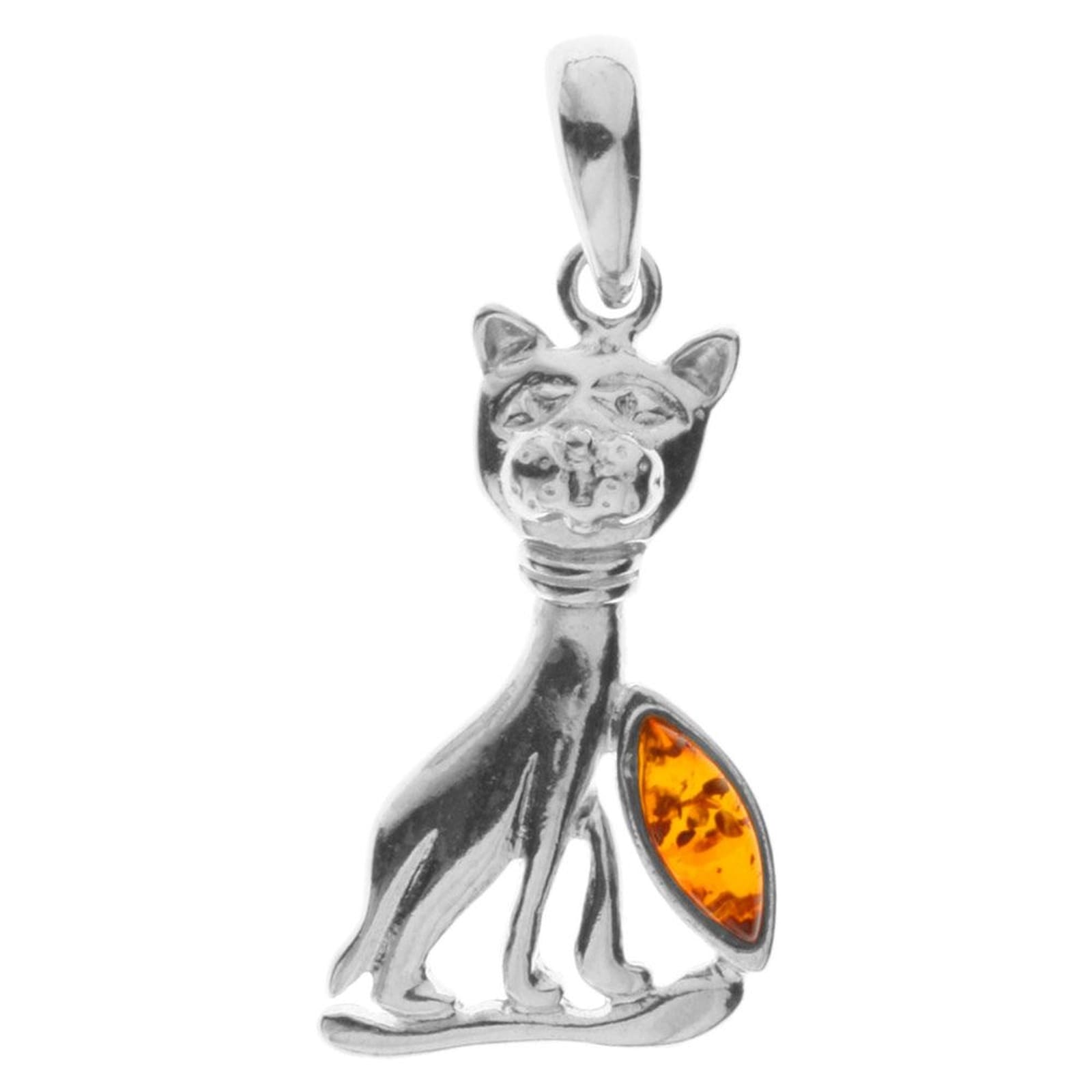 OSTSEE-SCHMUCK Kettenanhänger »- Katze - Silber 925/000 - Bernstein«
