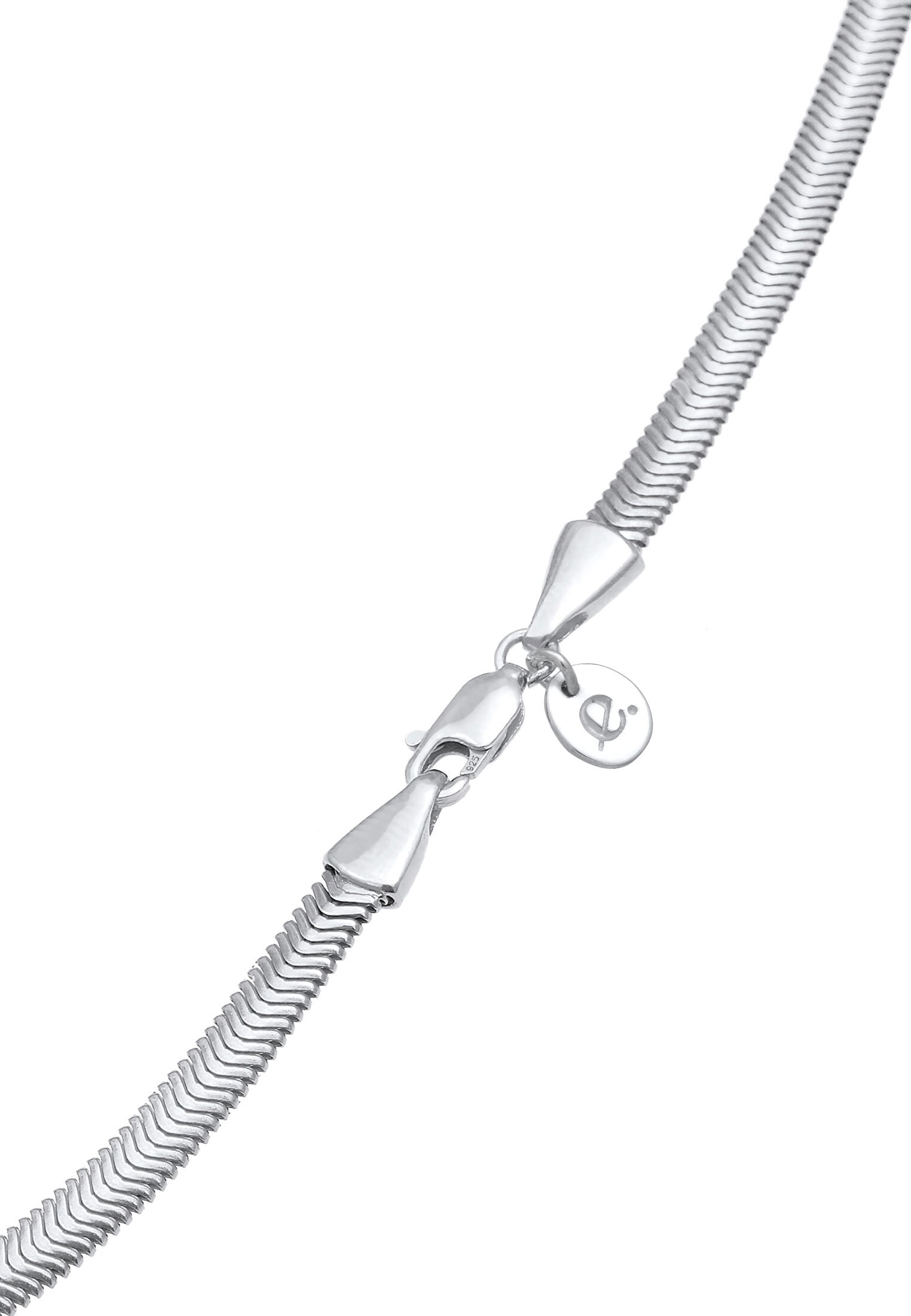 Elli Premium Kette ohne Anhänger »Halskette Flach Elegant Schlangenkette Breit 925 Silber«