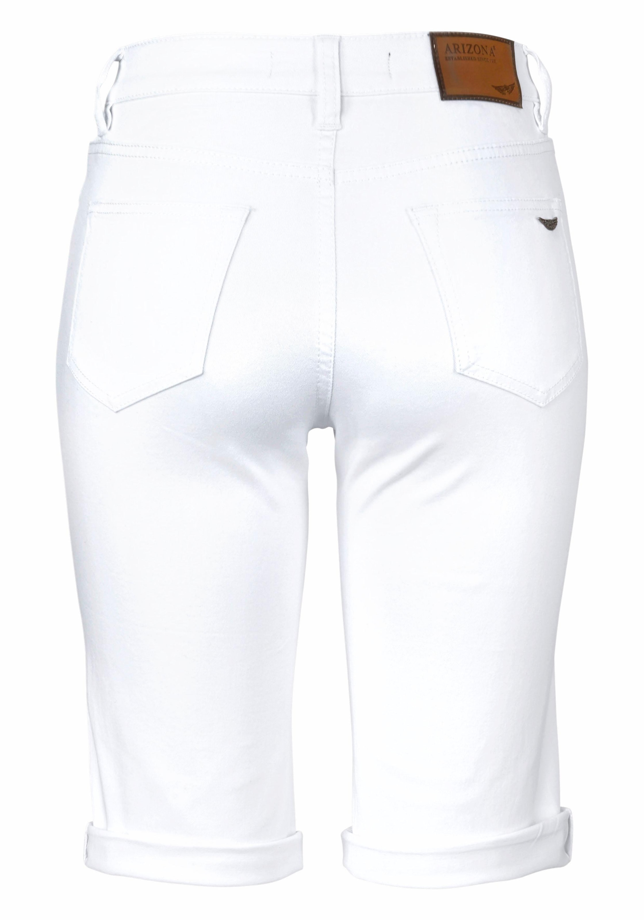 Arizona Jeansbermudas, schmale Passform, krempelbarer Saum, Usedwaschung, hohe Leibhöhe