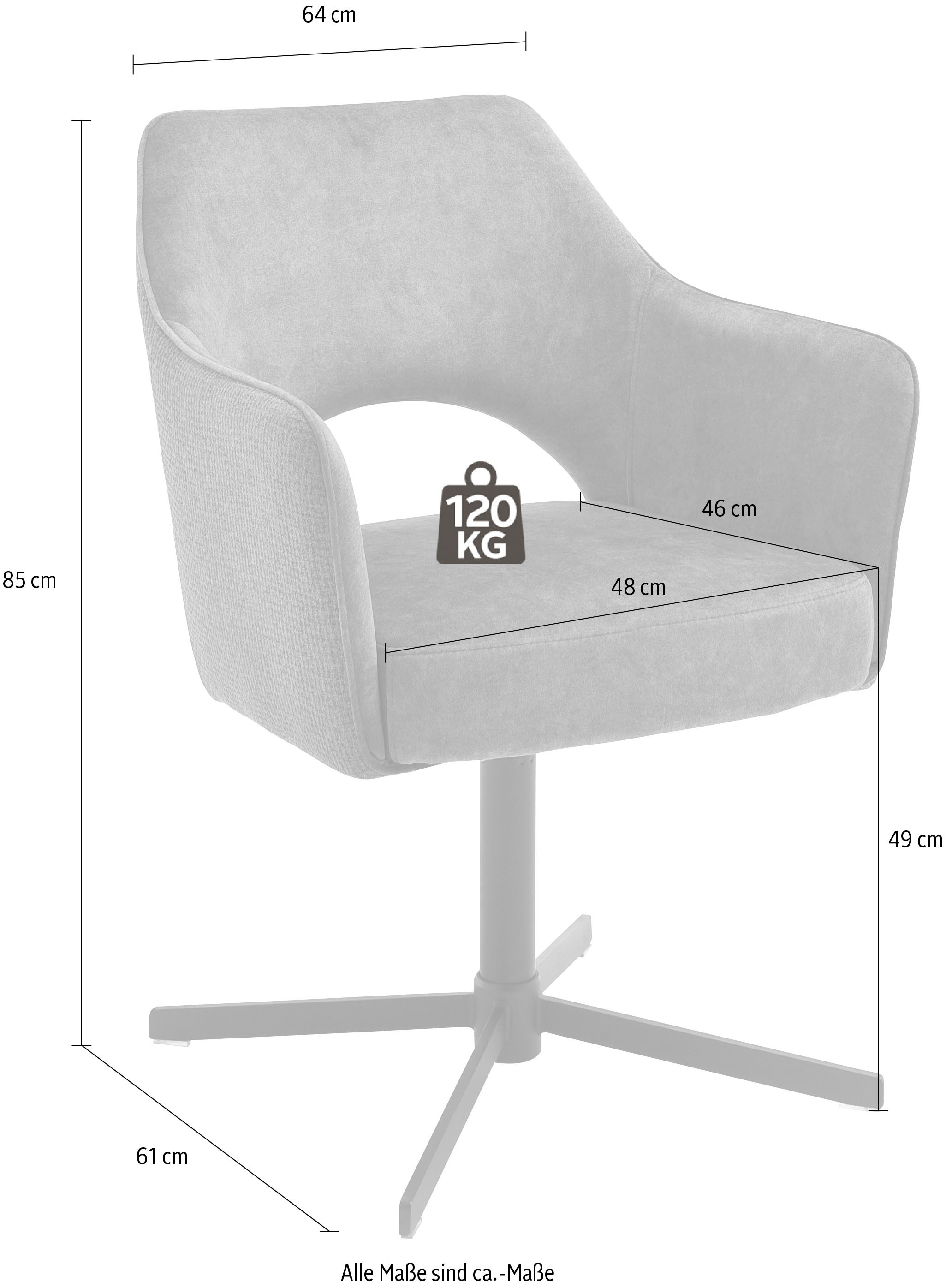 MCA furniture Esszimmerstuhl »Valetta«, (Set), 2 St., Stoffbezug, 360°  drehbar mit Nivellierung, belastbar bis 120 Kg auf Rechnung kaufen